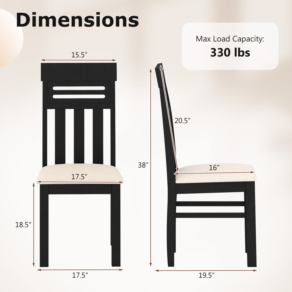 Dining Chairs High Back Dining Room Chairs Set of 2-Black-Dining Chairs-DECOROLALA