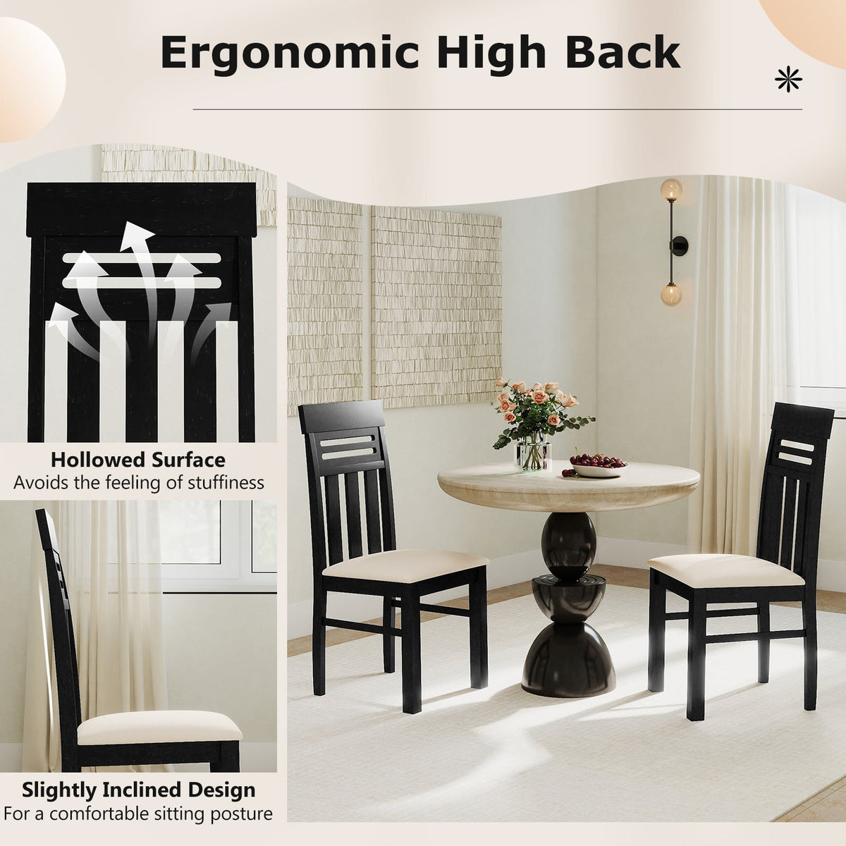 Dining Chairs High Back Dining Room Chairs Set of 2-Black-Dining Chairs-DECOROLALA