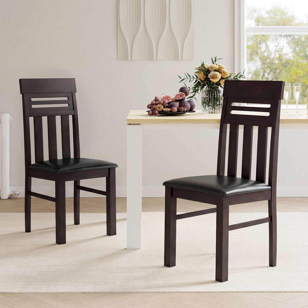 Dining Chairs High Back Dining Room Chairs Set of 2-Brown-Dining Chairs-DECOROLALA