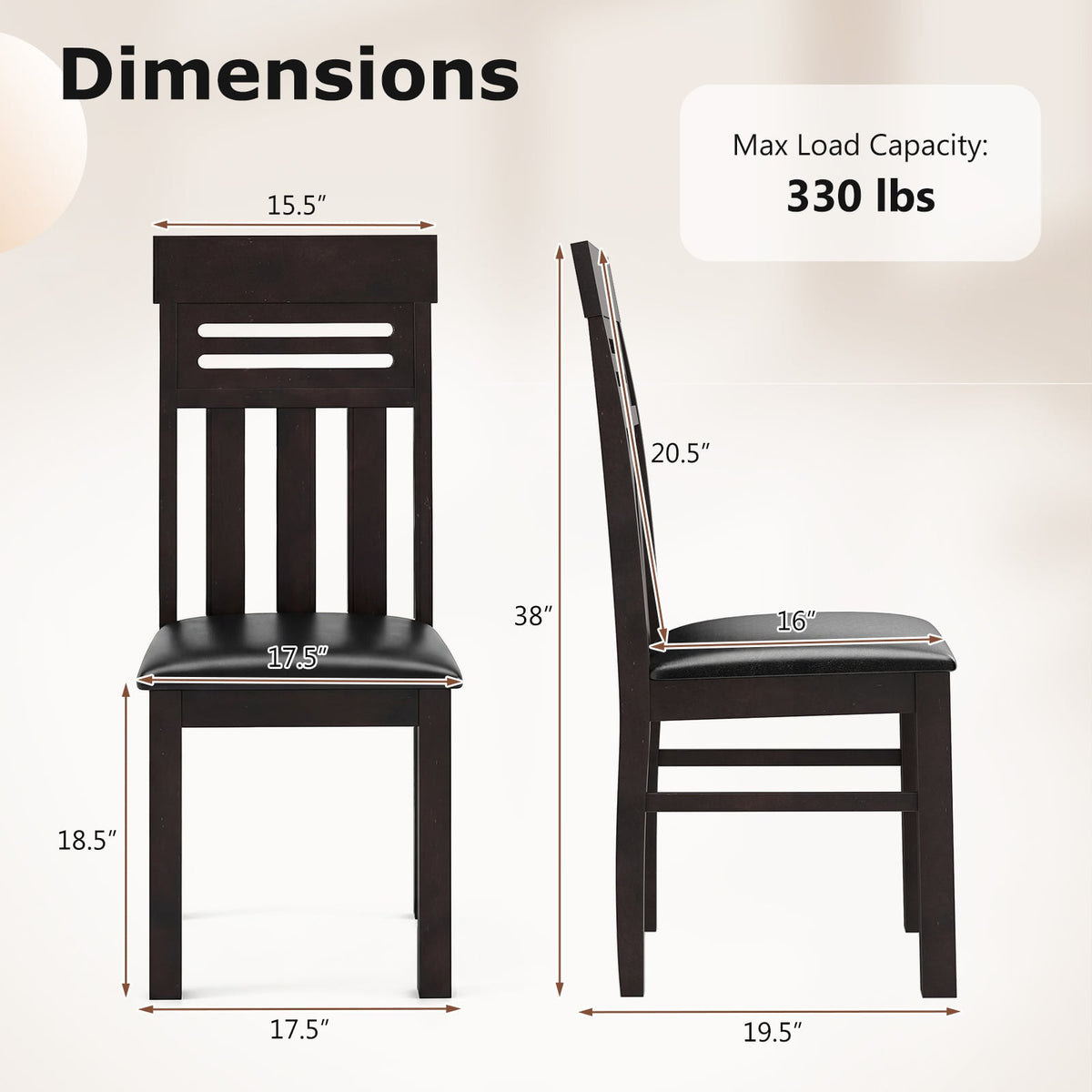 Dining Chairs High Back Dining Room Chairs Set of 2-Brown-Dining Chairs-DECOROLALA