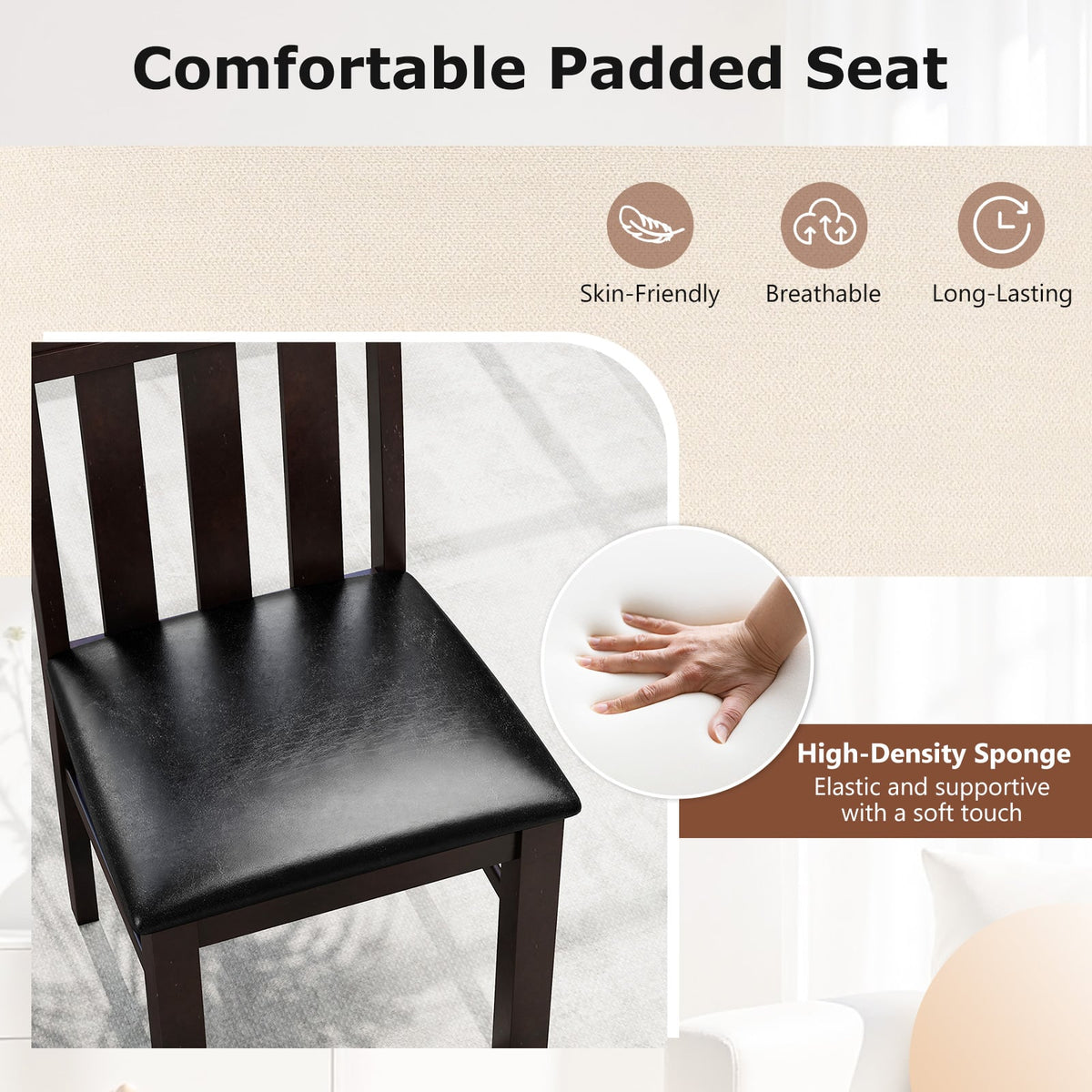 Dining Chairs High Back Dining Room Chairs Set of 2-Brown-Dining Chairs-DECOROLALA