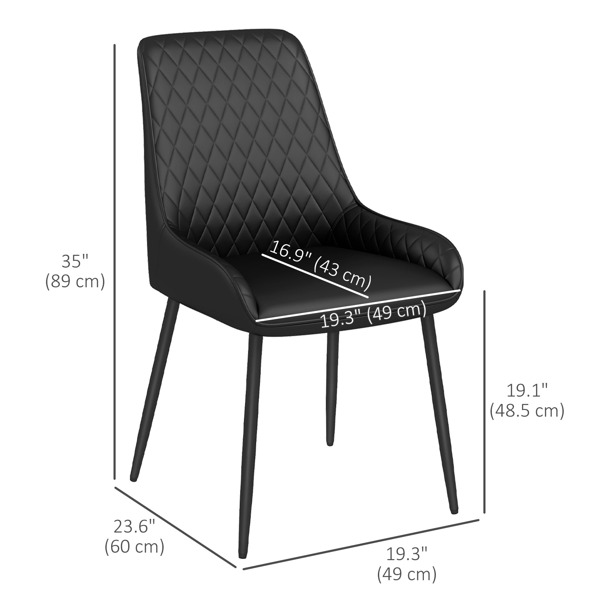 Dining Chairs PU Leather Set of 4 - Black-DECOROLALA