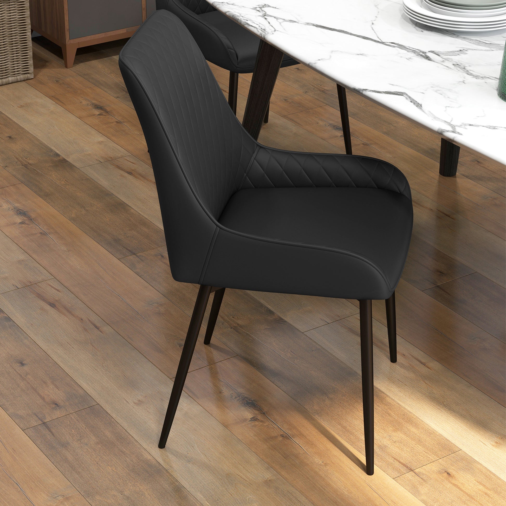 Dining Chairs PU Leather Set of 4 - Black-DECOROLALA