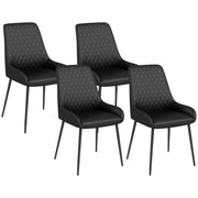 Dining Chairs PU Leather Set of 4 - Black-DECOROLALA