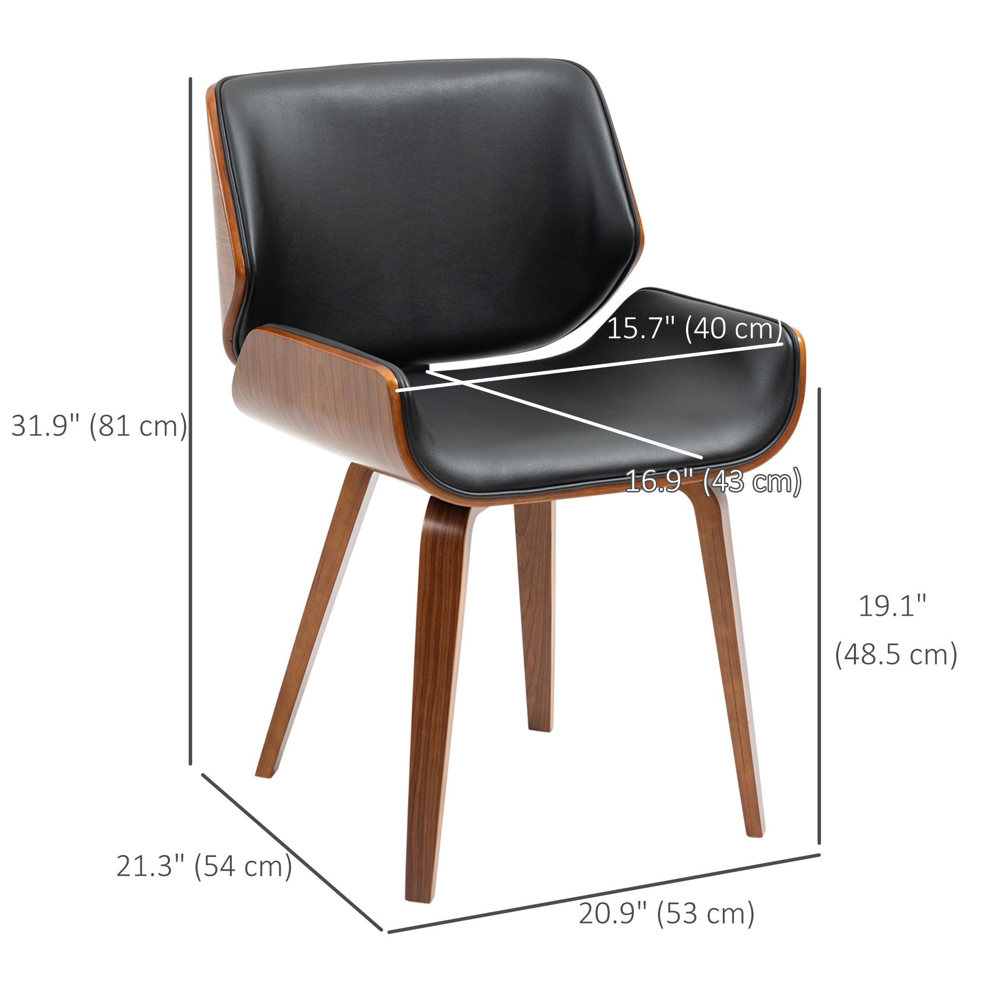Dining Chairs Set, PU Leather, Black, Solid Wood Legs, 2-Pack-DECOROLALA