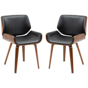 Dining Chairs Set, PU Leather, Black, Solid Wood Legs, 2-Pack-DECOROLALA