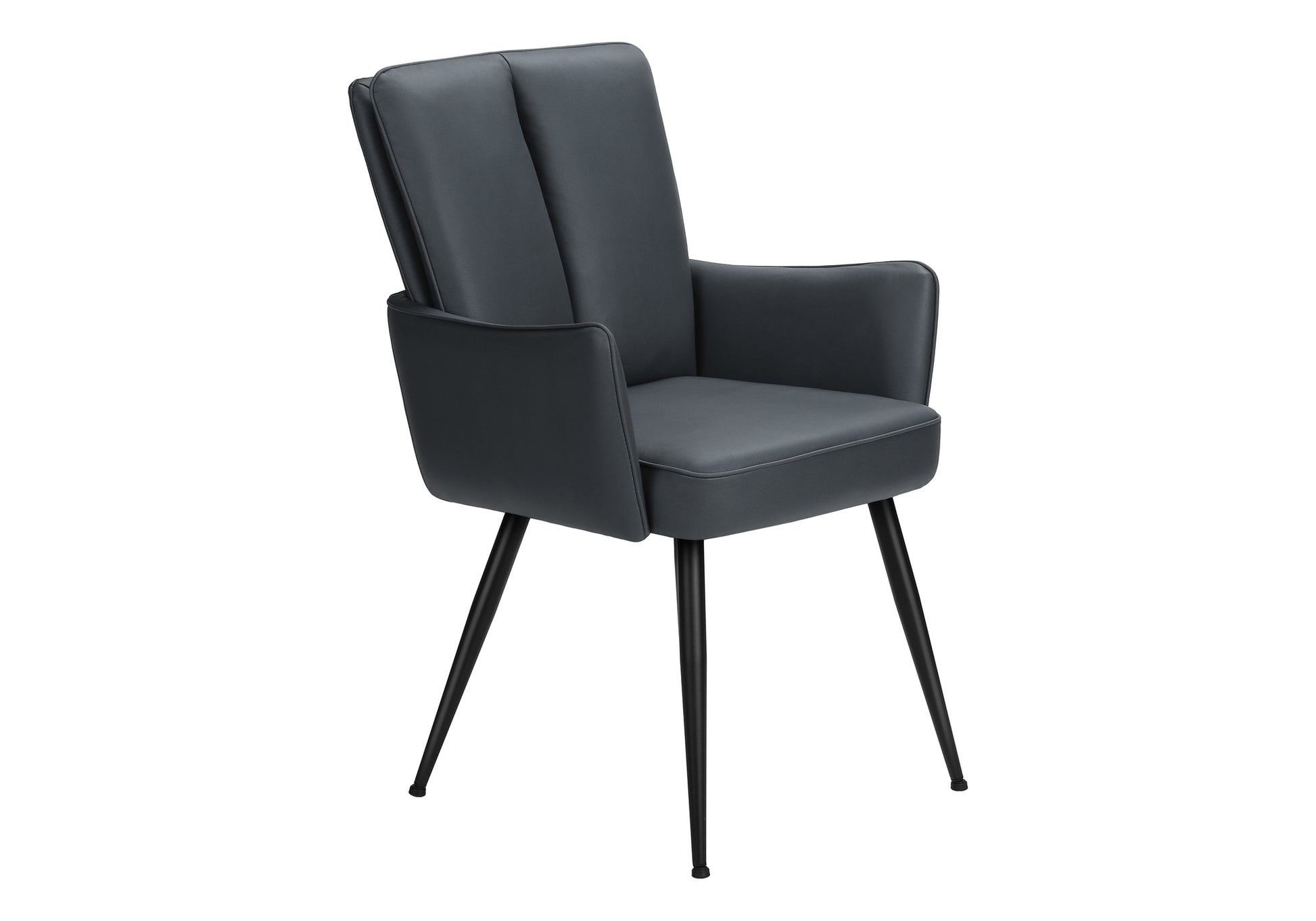Dining Chairs Set of 2 36" Blue Leather - Black Metal-DECOROLALA