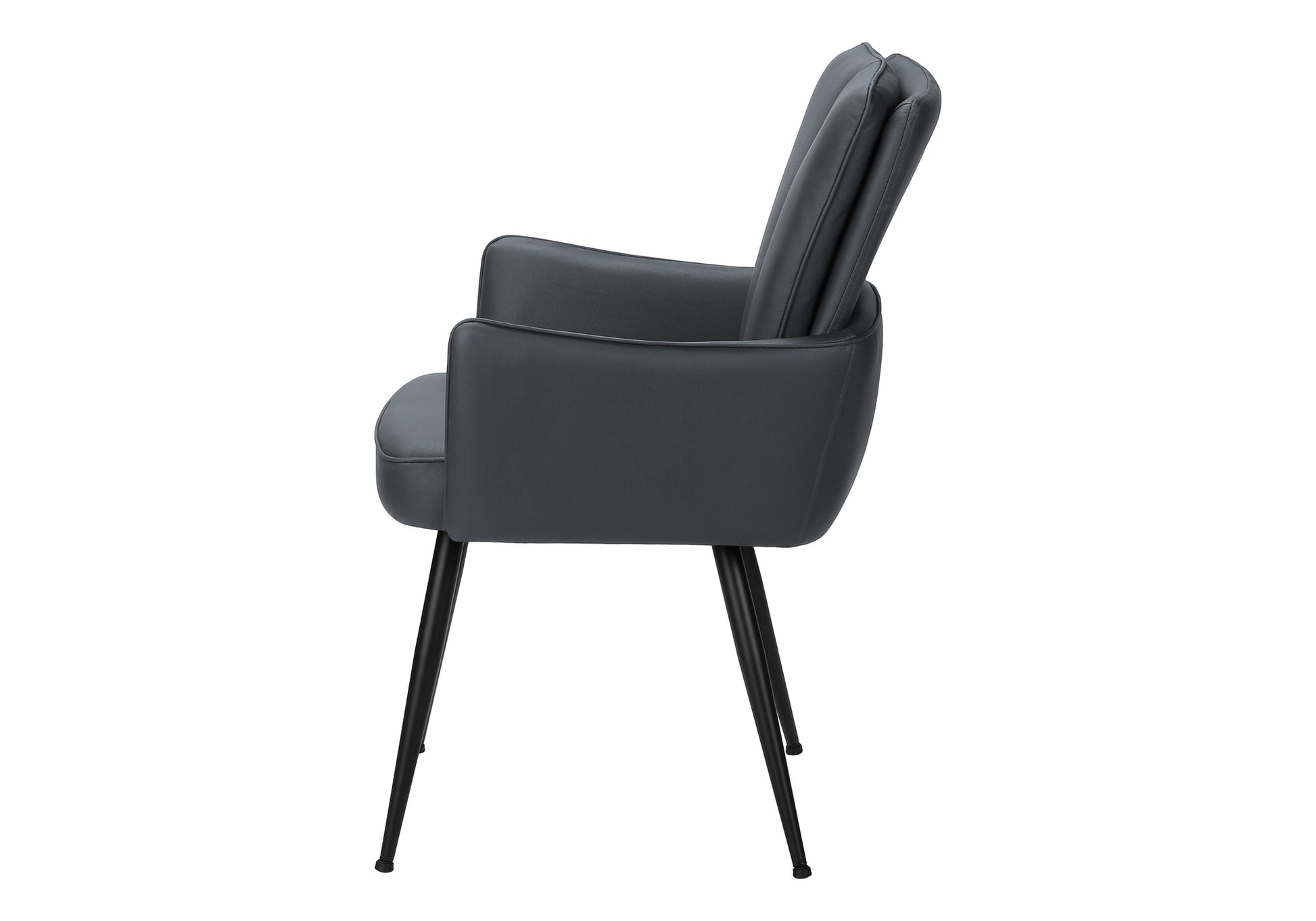 Dining Chairs Set of 2 36" Blue Leather - Black Metal-DECOROLALA