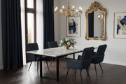 Dining Chairs Set of 2 36" Blue Leather - Black Metal-DECOROLALA