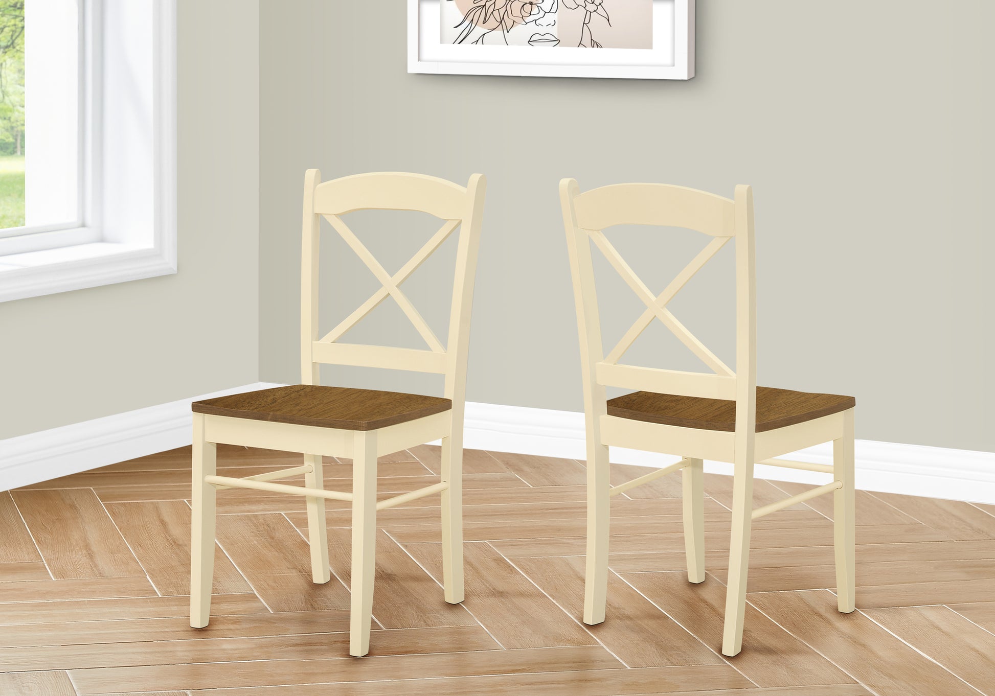 Dining Chairs Set of 2, 36"H White Solid Wood-Dining Chair-DECOROLALA