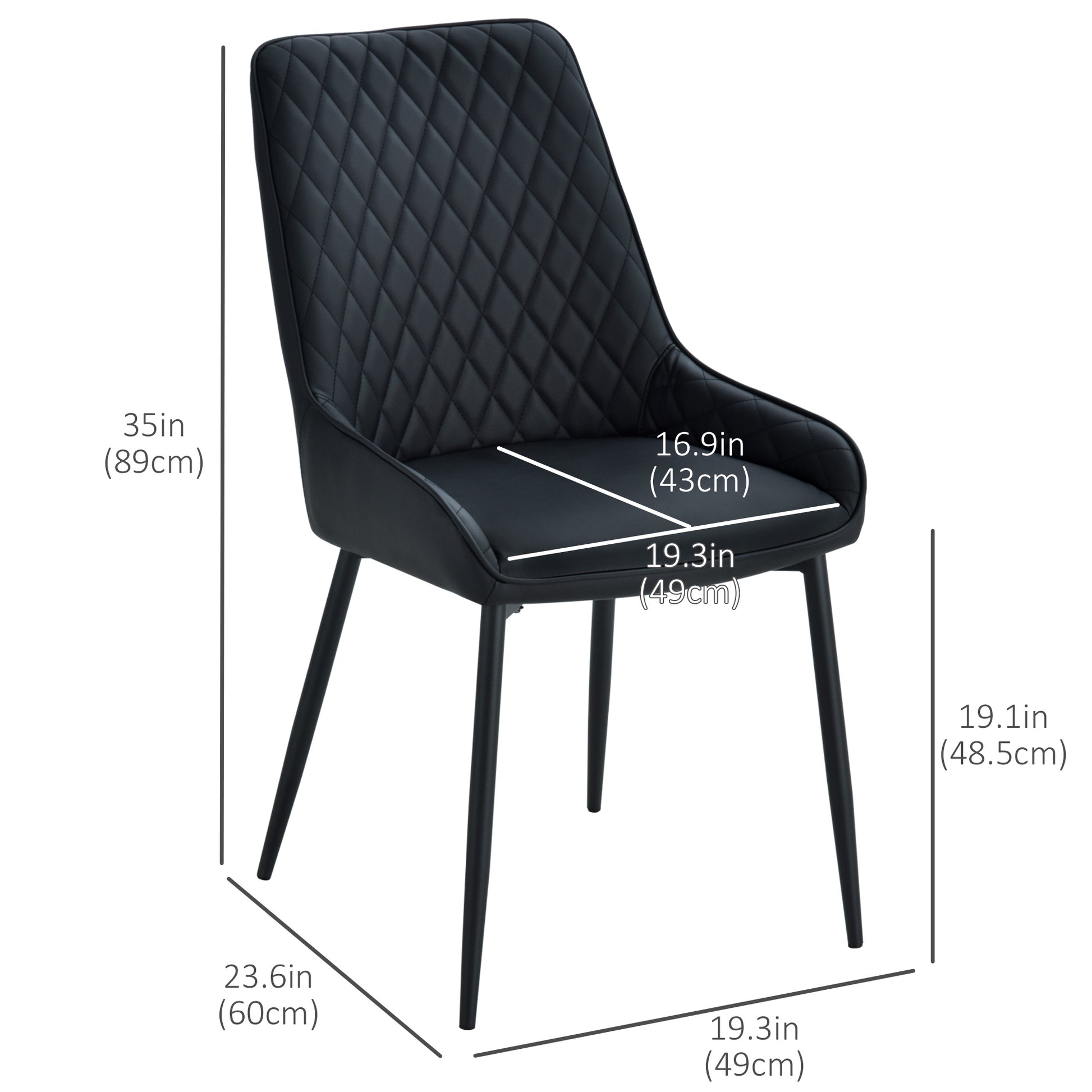 Dining Chairs Set of 2 - Black Diamond Tufted-DECOROLALA