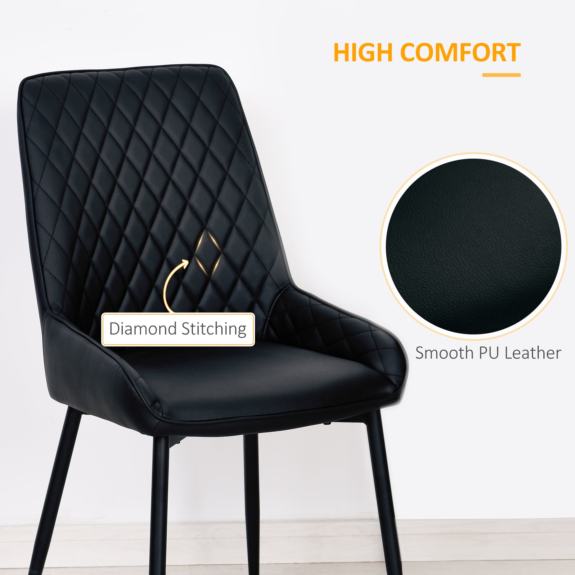 Dining Chairs Set of 2 - Black Diamond Tufted-DECOROLALA