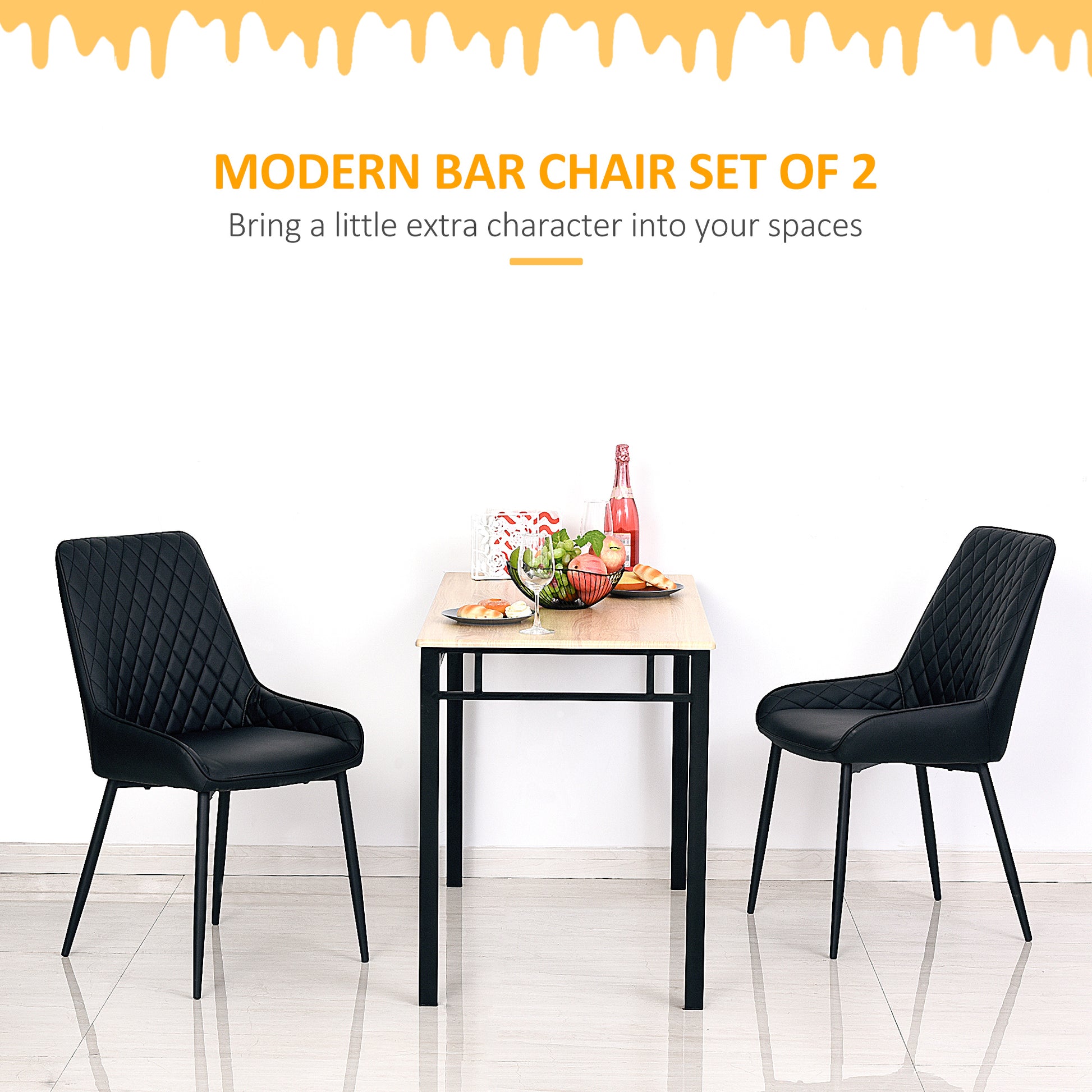 Dining Chairs Set of 2 - Black Diamond Tufted-DECOROLALA