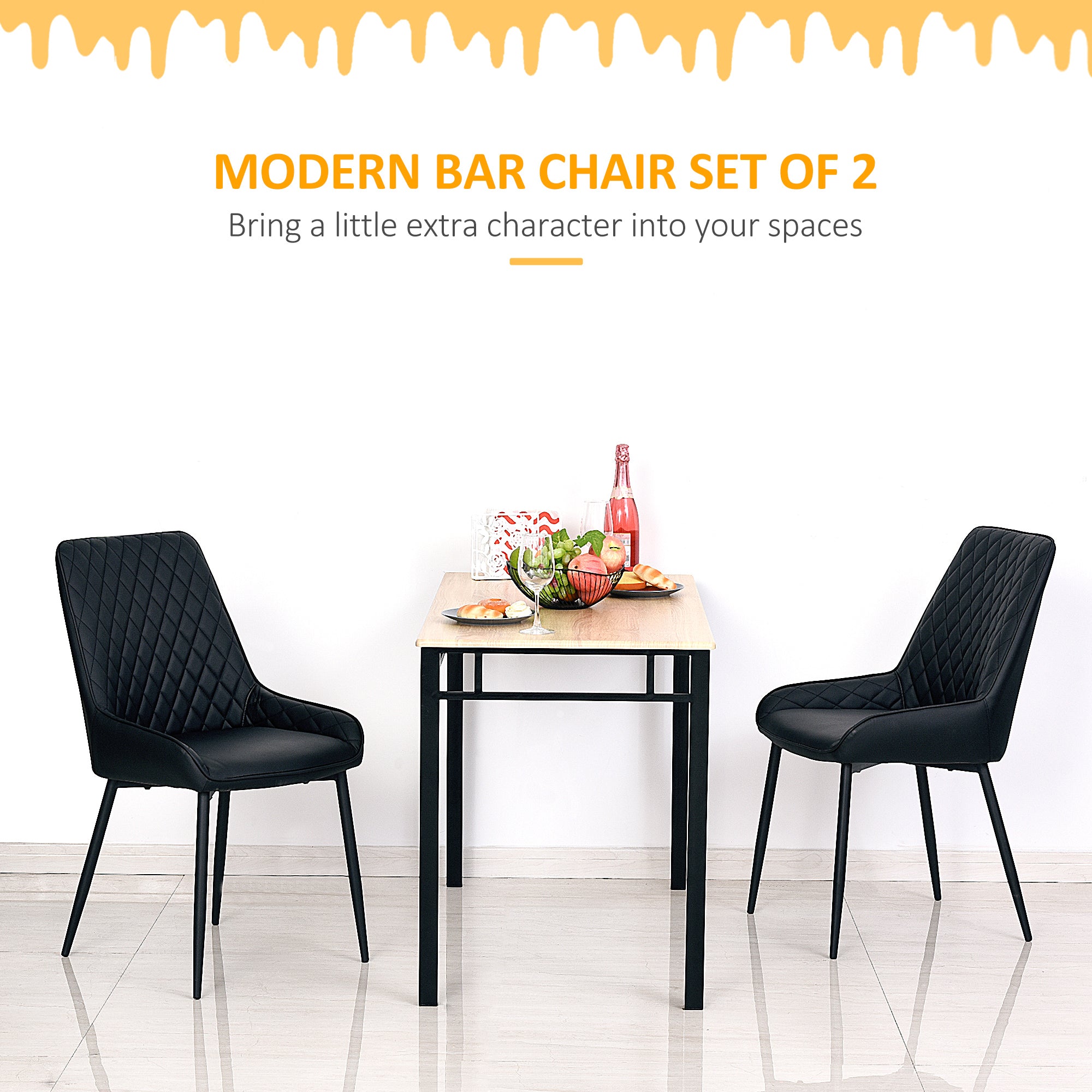 Dining Chairs Set of 2 - Black Diamond Tufted-DECOROLALA