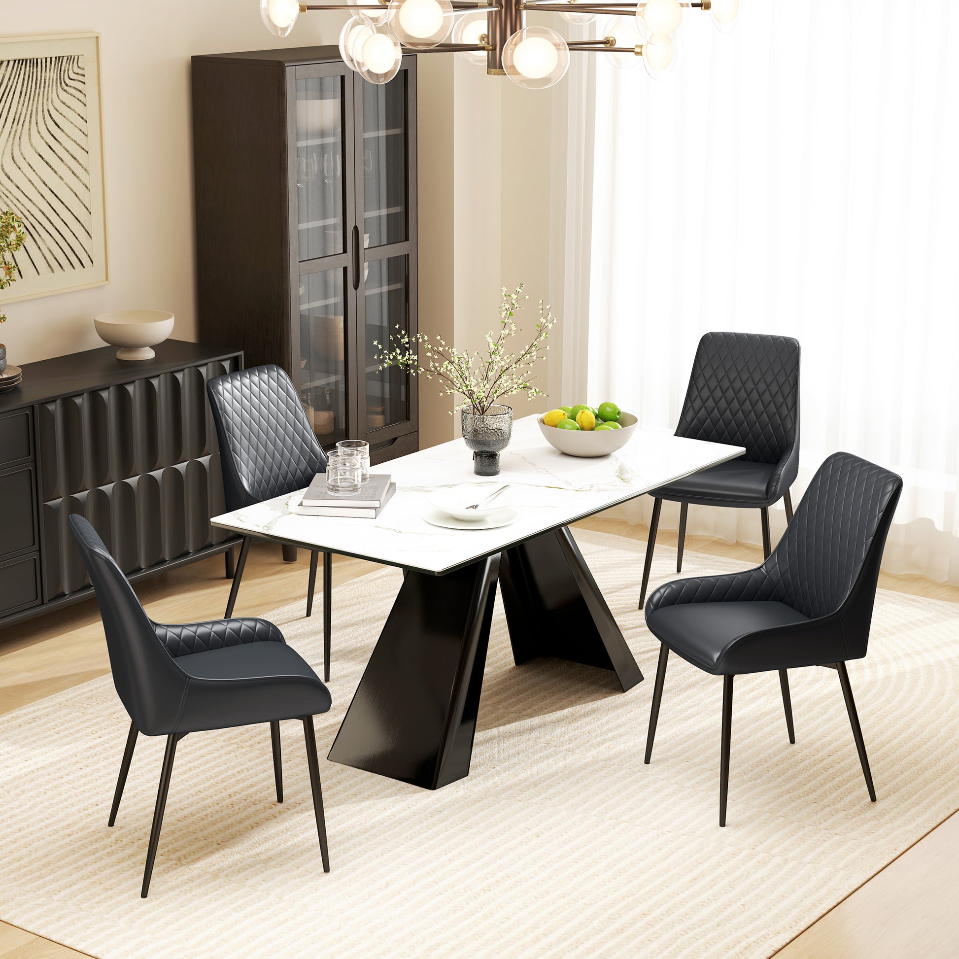 Dining Chairs Set of 2 - Black Diamond Tufted-DECOROLALA