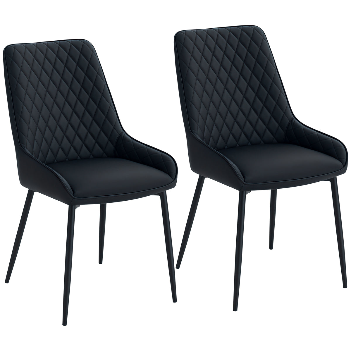 Dining Chairs Set of 2 - Black Diamond Tufted-Dining Chairs-DECOROLALA