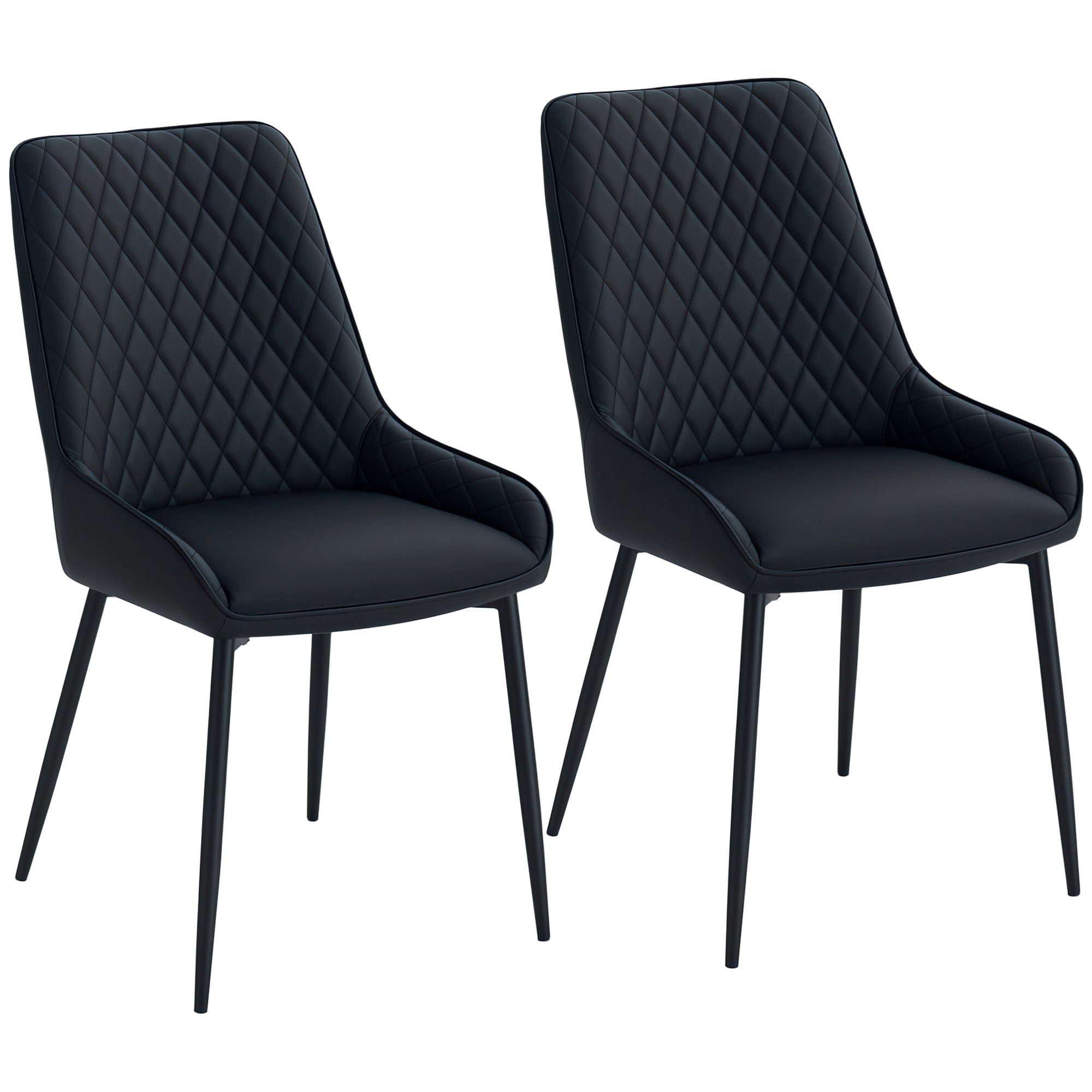 Dining Chairs Set of 2 - Black Diamond Tufted-DECOROLALA