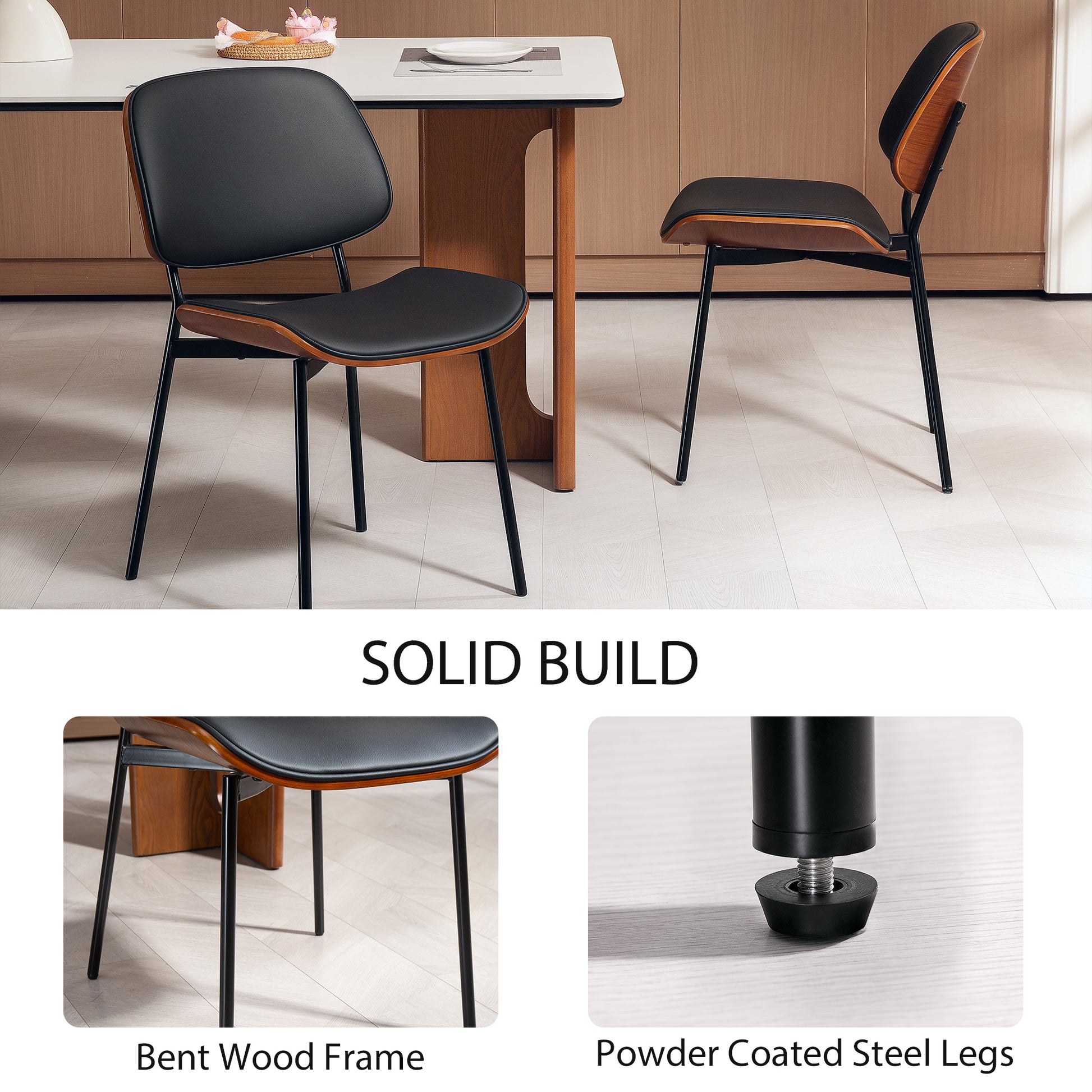 Dining Chairs Set of 2 - Black Mid Century Modern-DECOROLALA