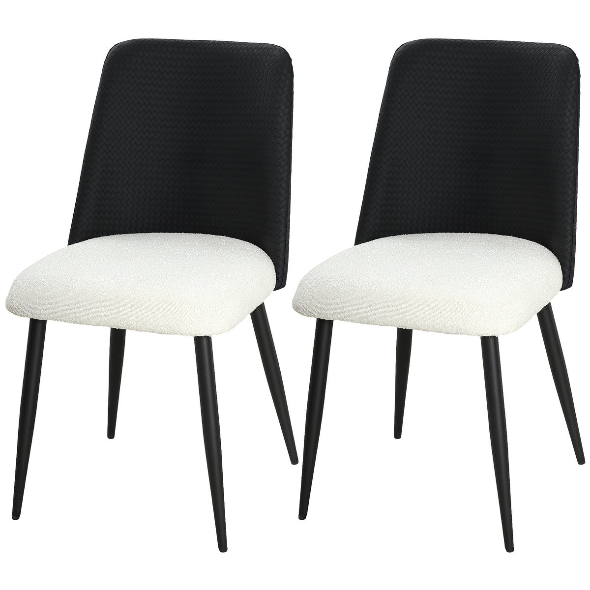 Dining Chairs Set of 2 - Black Rattan Back Padded Seat-Home Furnishings > Kitchen & Dining Furniture > Dining Chairs-DECOROLALA