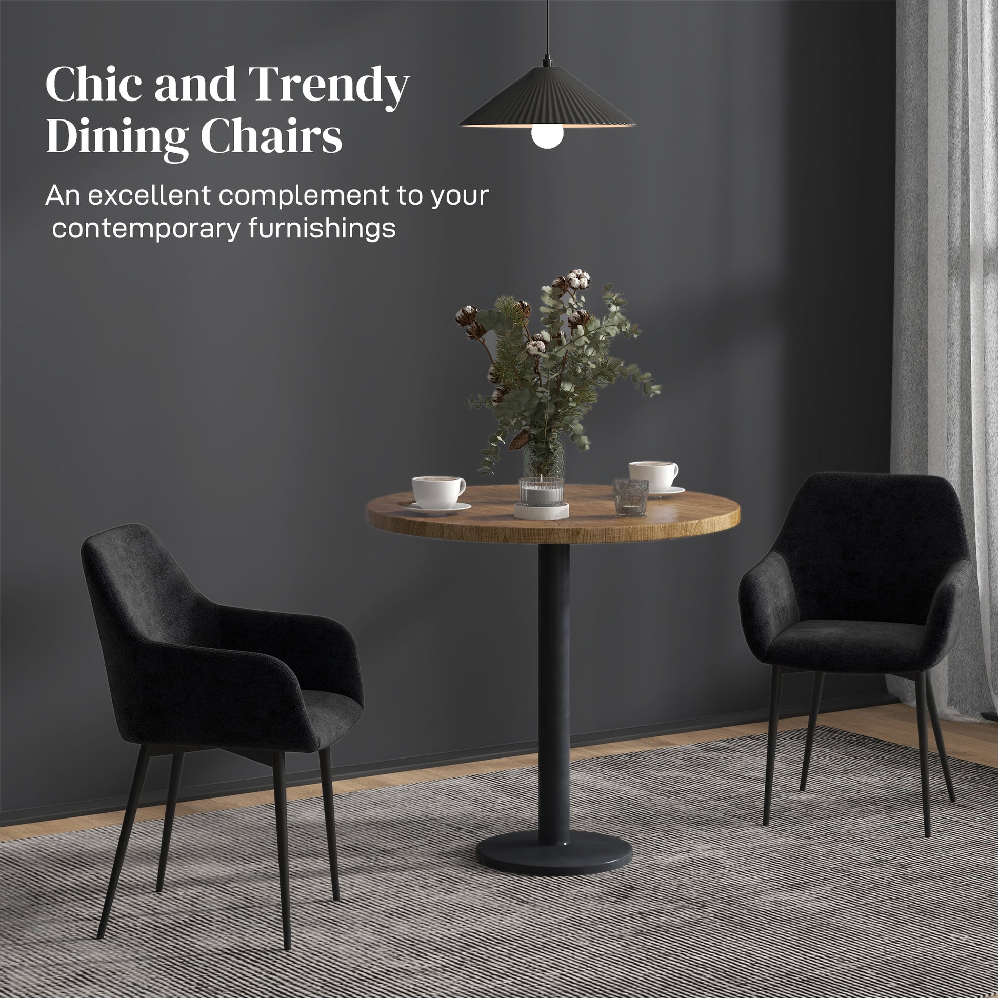 Dining Chairs Set of 2 Black Velvet Steel Legs-DECOROLALA