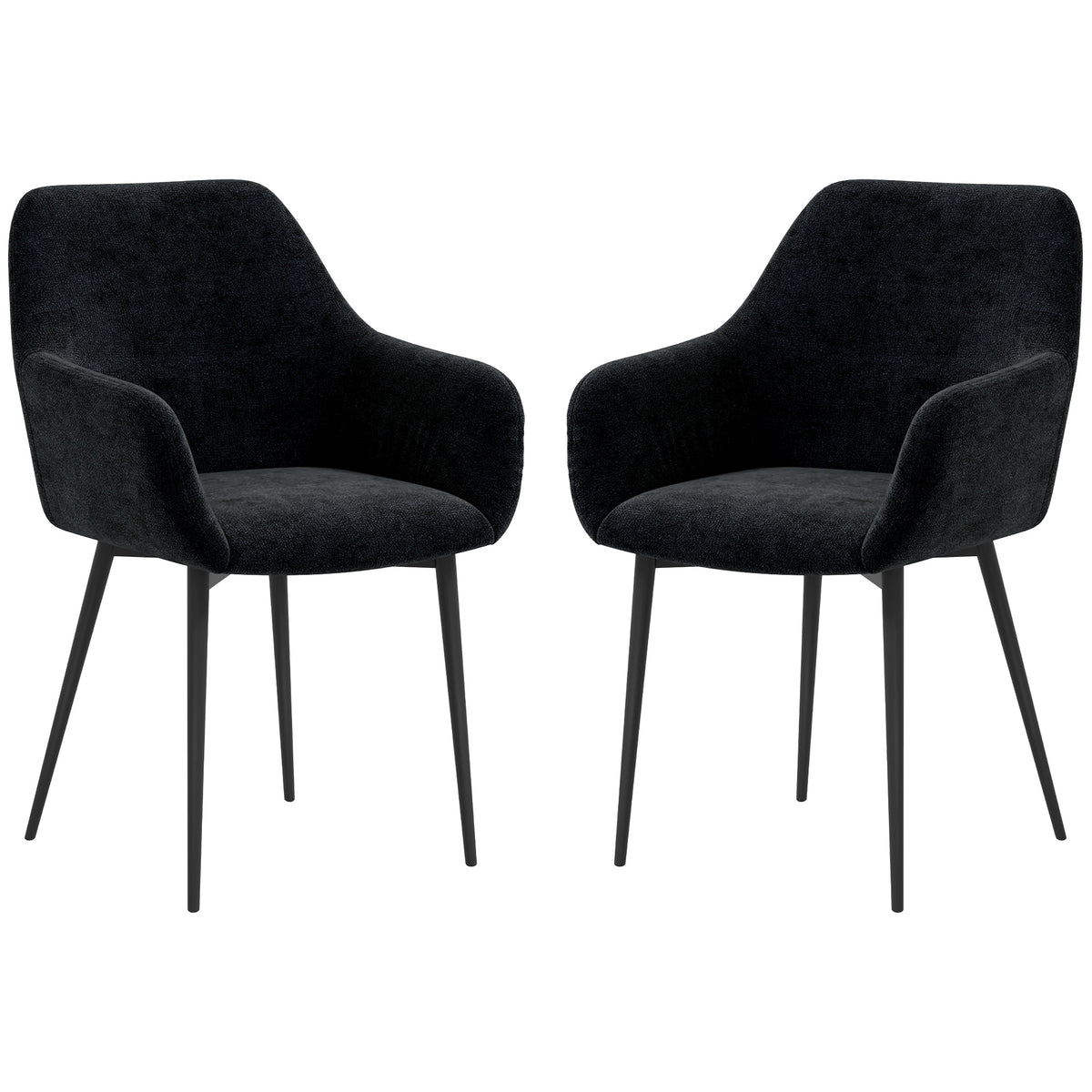 Dining Chairs Set of 2 Black Velvet Steel Legs-Dining Chairs-DECOROLALA