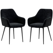 Dining Chairs Set of 2 Black Velvet Steel Legs-DECOROLALA