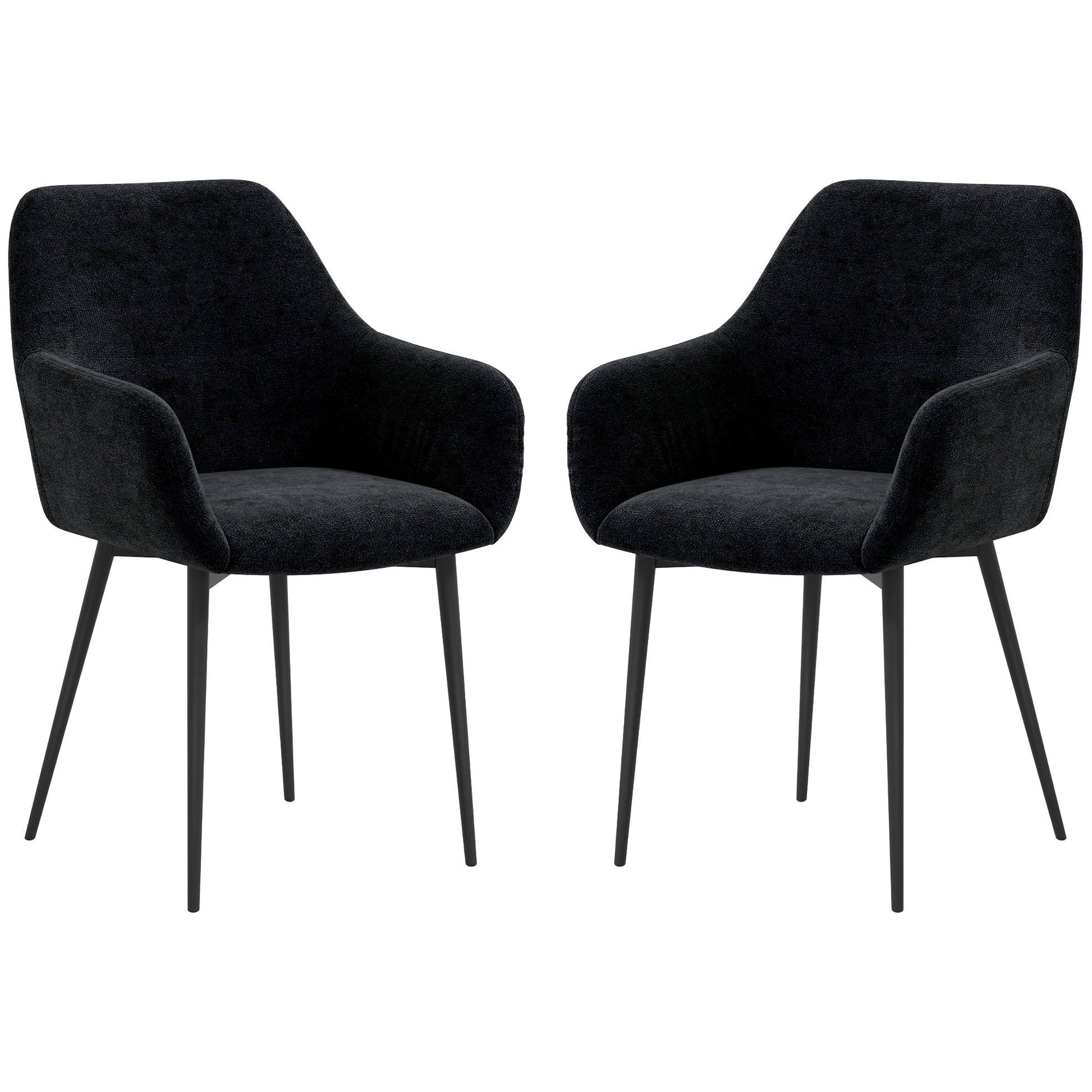 Dining Chairs Set of 2 Black Velvet Steel Legs-DECOROLALA