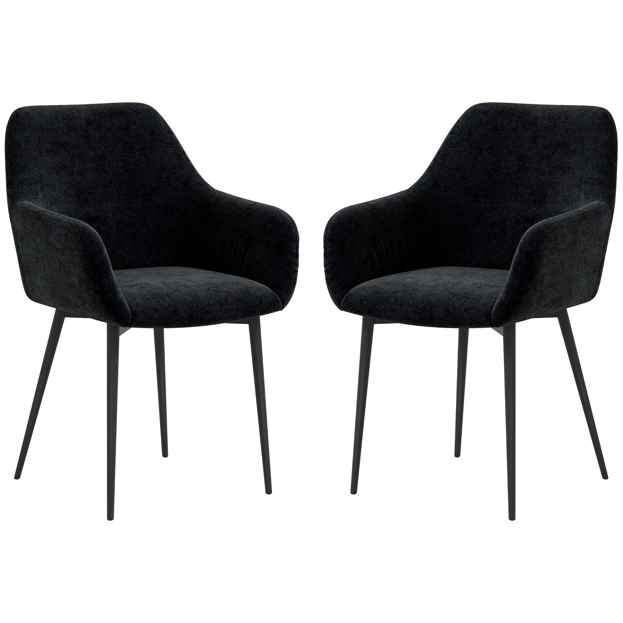 Dining Chairs Set of 2 Black Velvet Steel Legs-DECOROLALA