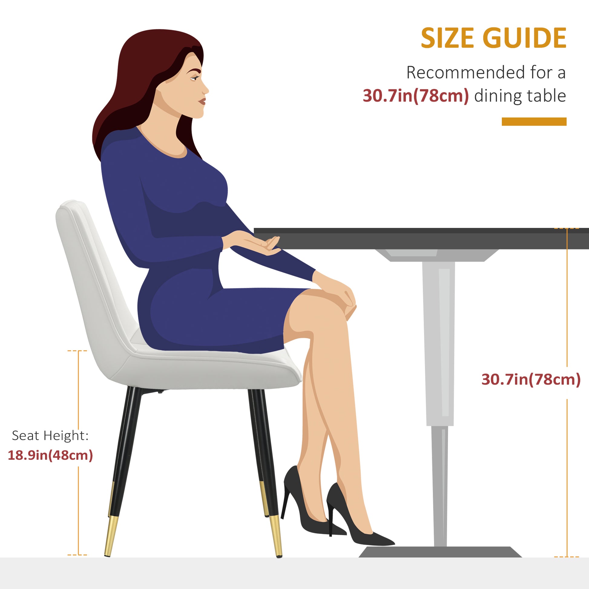 Dining Chairs Set of 2, Cream PU Leather Modern Kitchen Chairs with Steel Legs-DECOROLALA