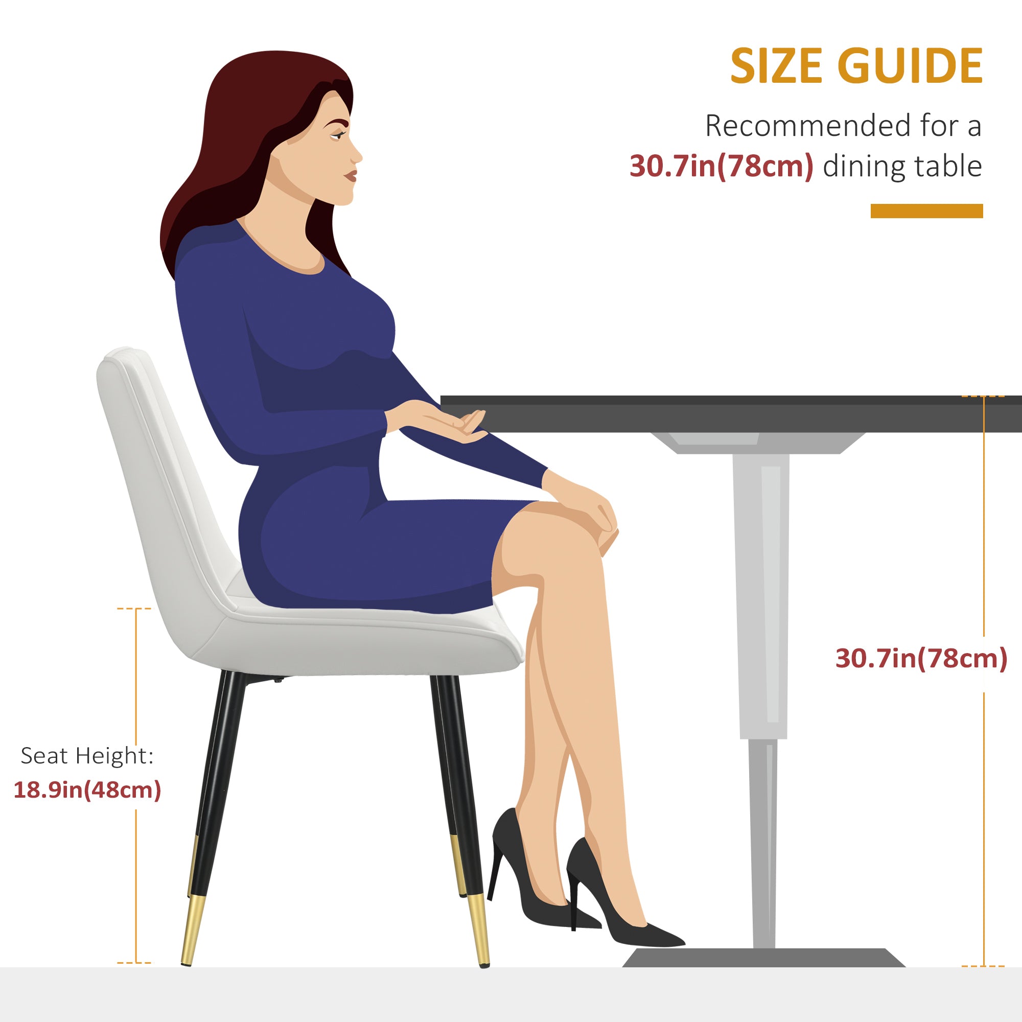 Dining Chairs Set of 2, Cream PU Leather Modern Kitchen Chairs with Steel Legs-DECOROLALA