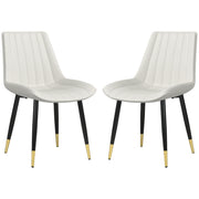 Dining Chairs Set of 2, Cream PU Leather Modern Kitchen Chairs with Steel Legs-DECOROLALA