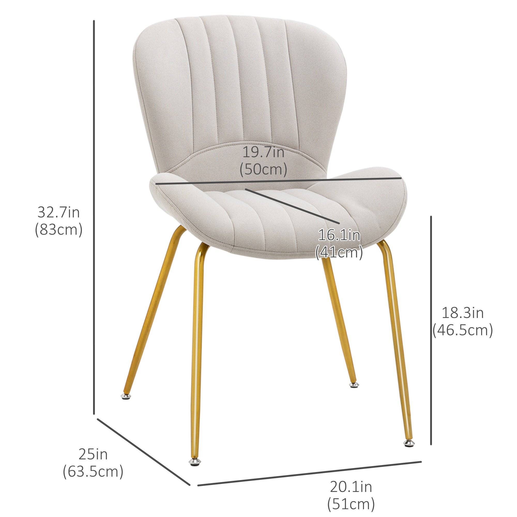Dining Chairs Set of 2 - Cream White Padded-DECOROLALA