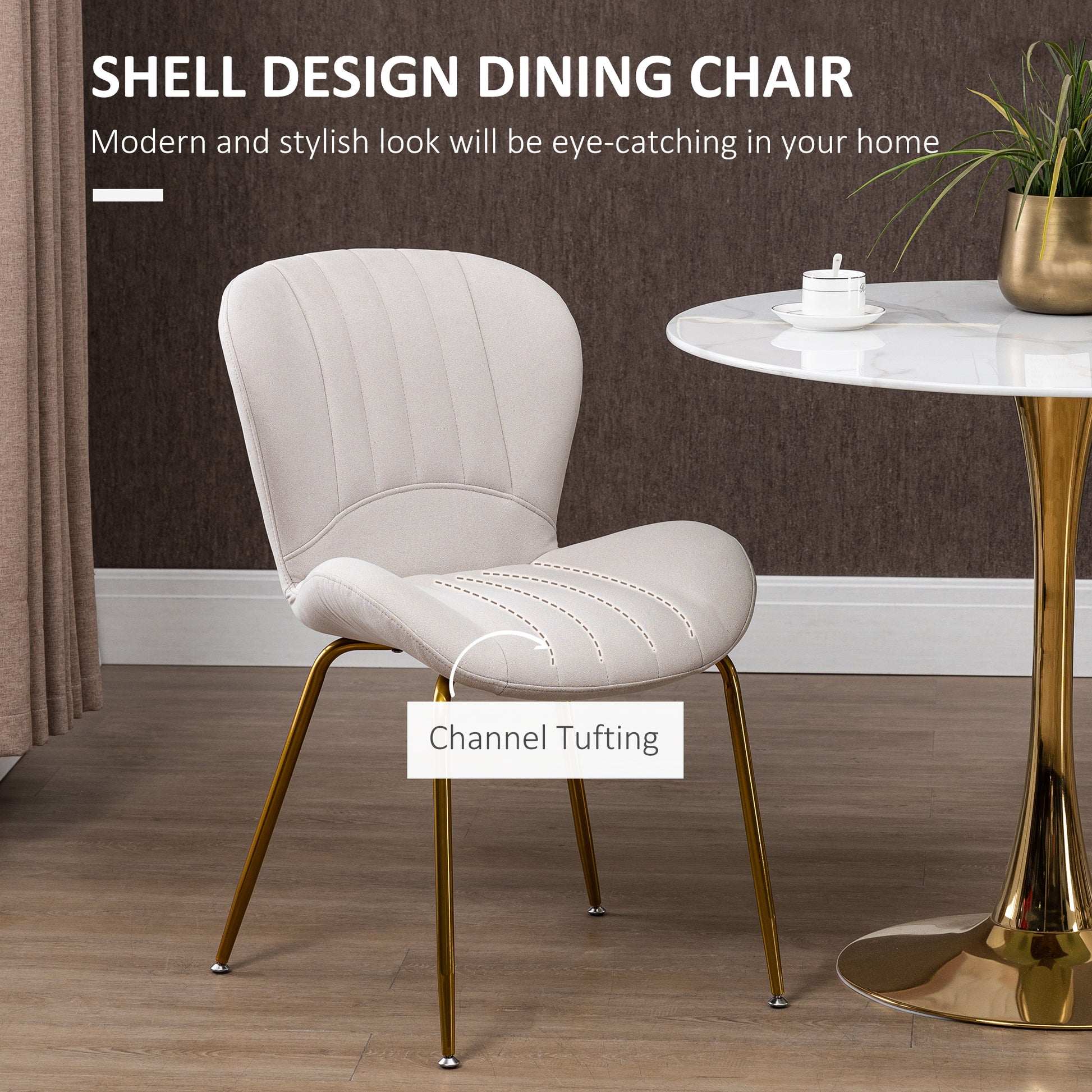 Dining Chairs Set of 2 - Cream White Padded-DECOROLALA