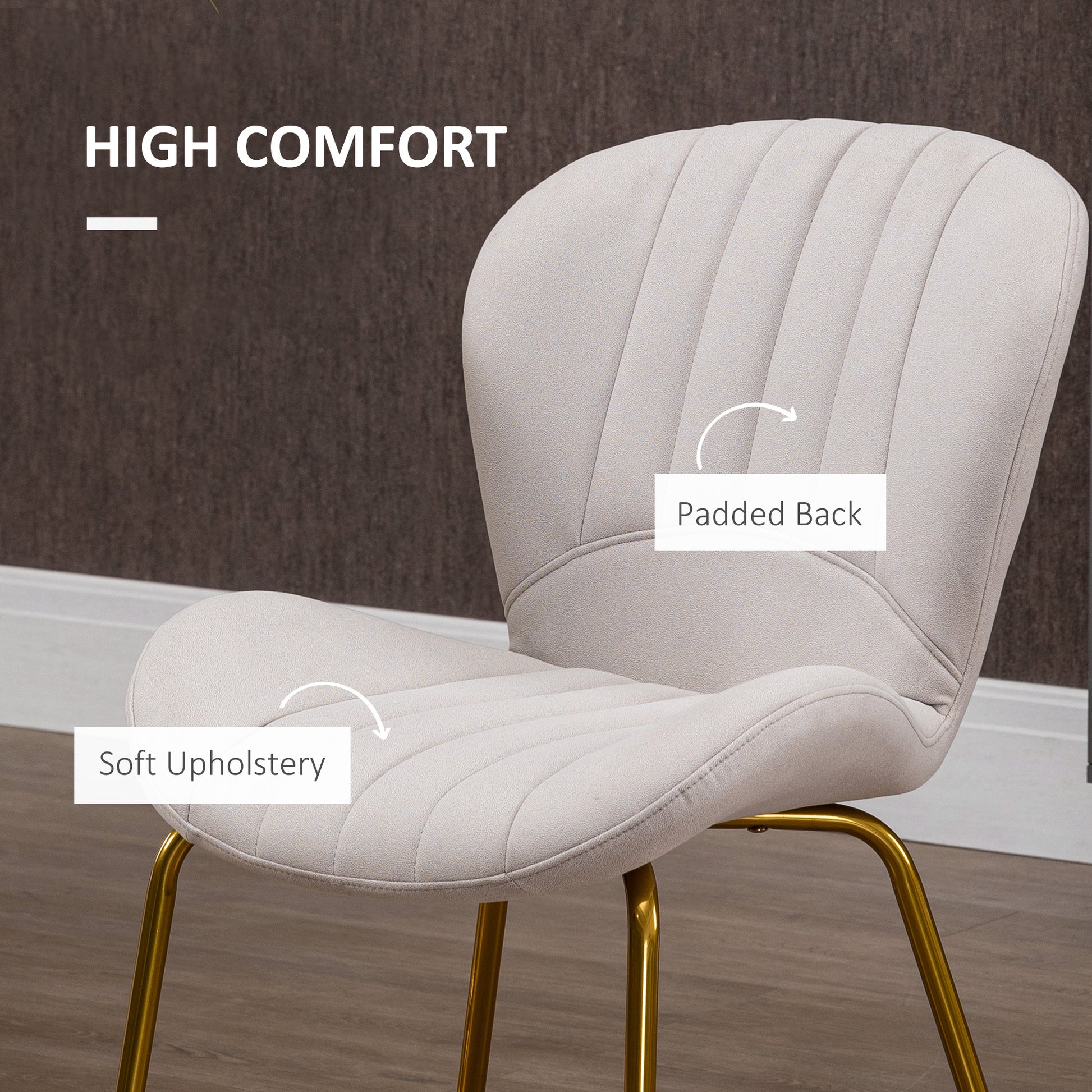 Dining Chairs Set of 2 - Cream White Padded-DECOROLALA