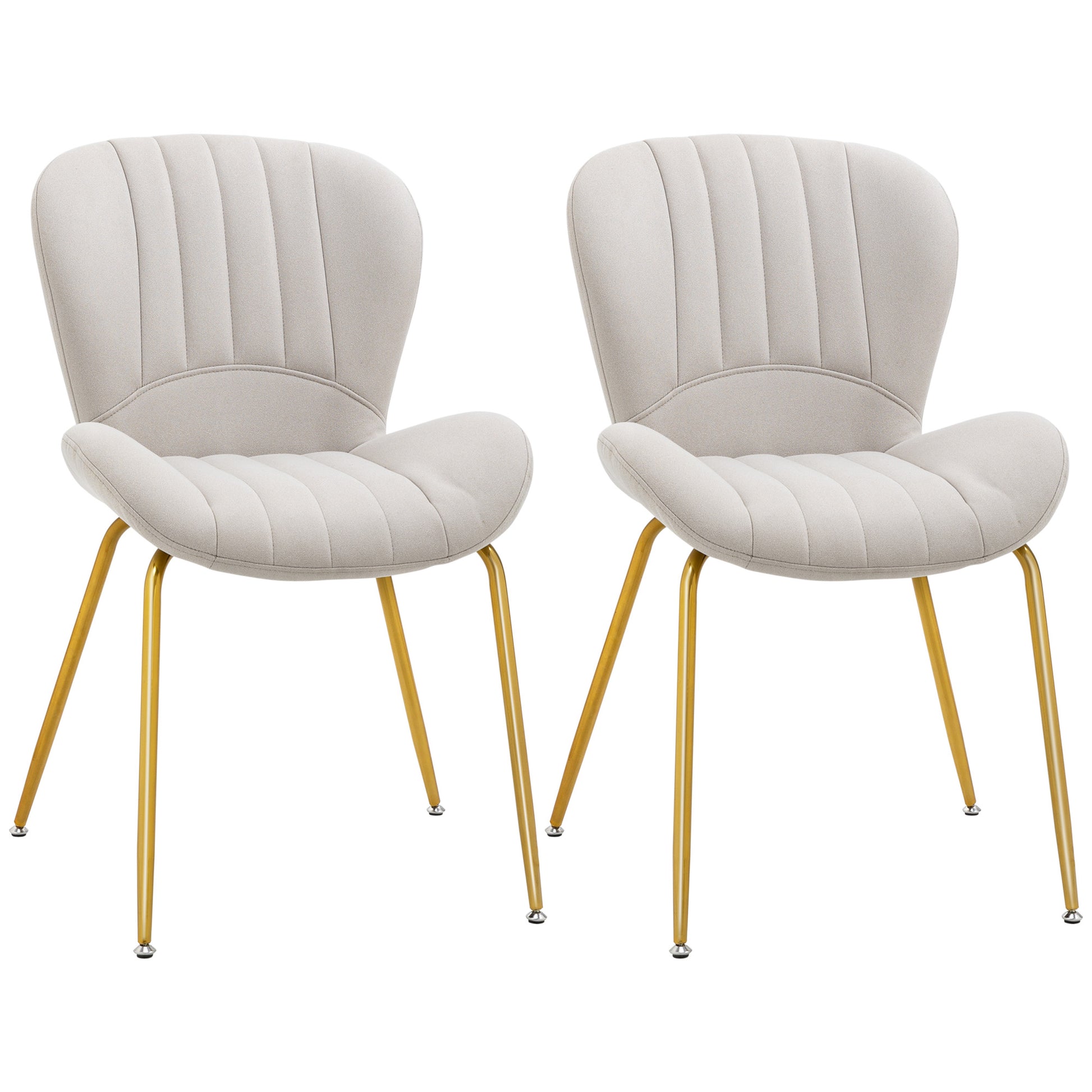 Dining Chairs Set of 2 - Cream White Padded-DECOROLALA