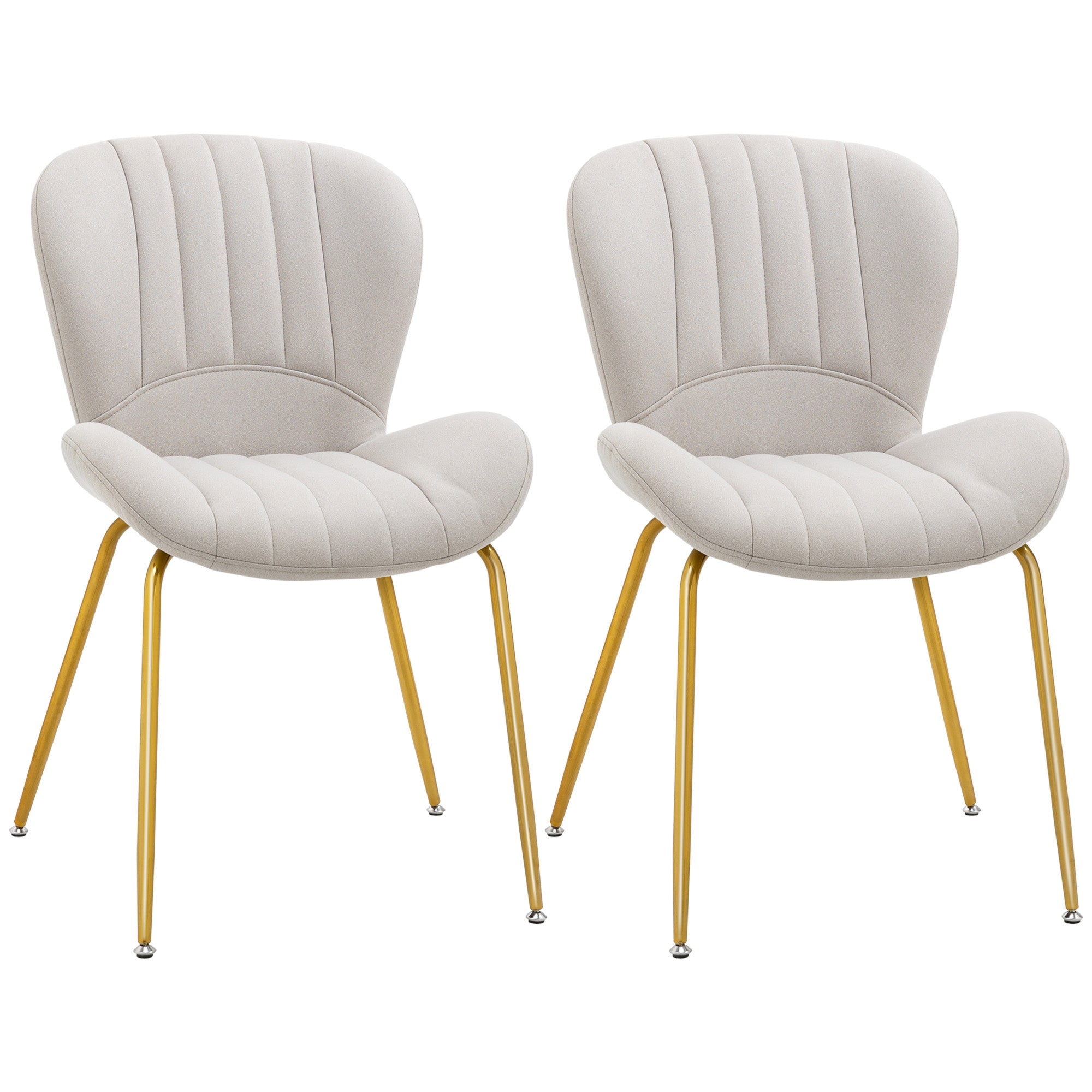 Dining Chairs Set of 2 - Cream White Padded-DECOROLALA