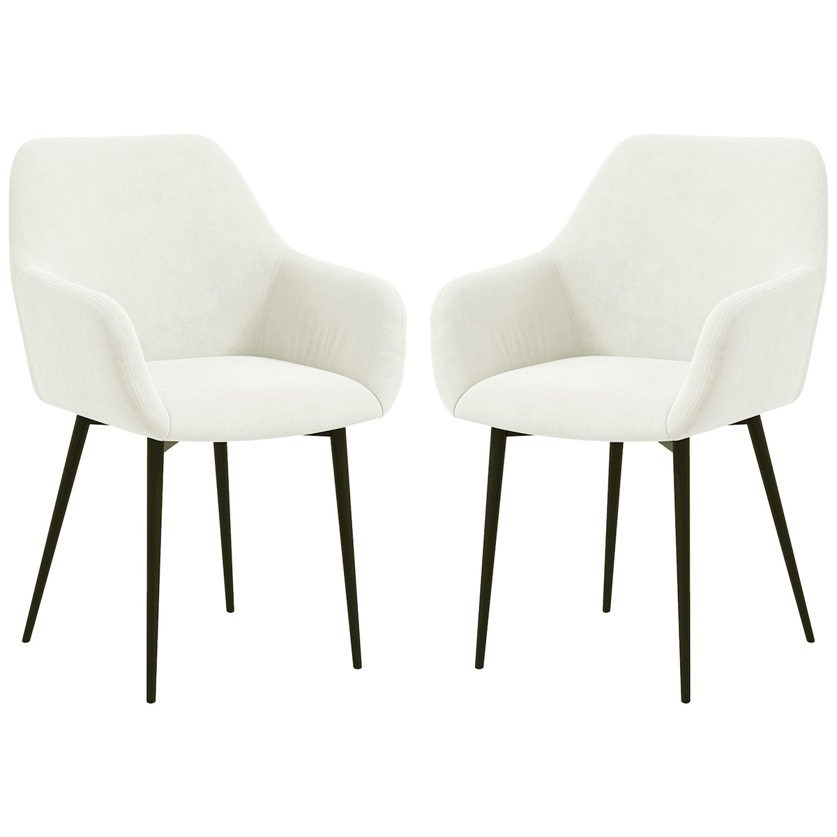 Dining Chairs Set of 2 - Cream White Velvet-Dining Chairs-DECOROLALA
