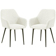 Dining Chairs Set of 2 - Cream White Velvet-DECOROLALA