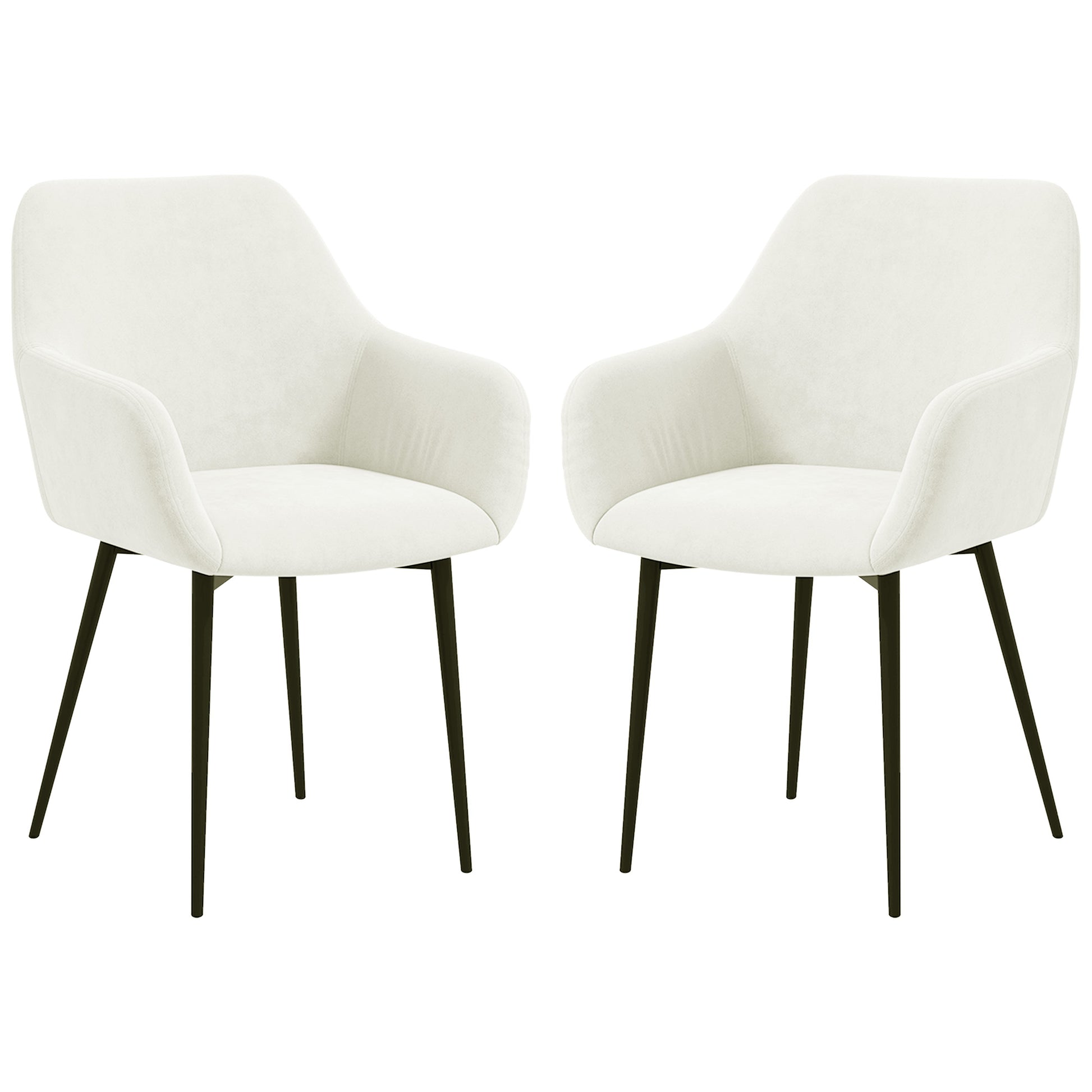 Dining Chairs Set of 2 - Cream White Velvet-DECOROLALA