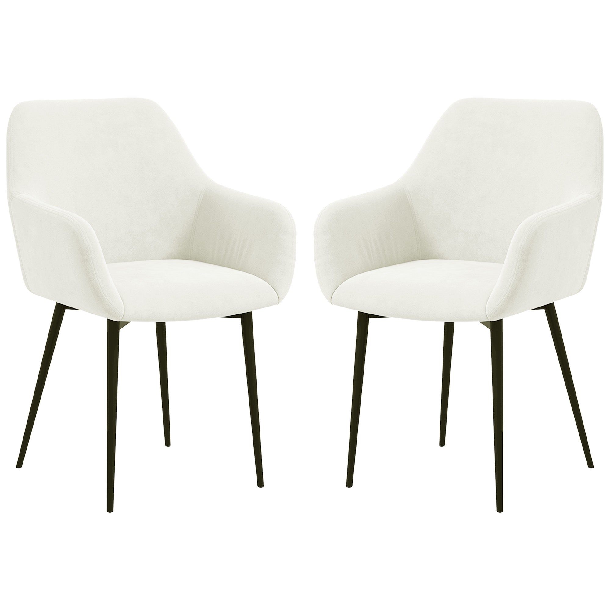 Dining Chairs Set of 2 - Cream White Velvet-DECOROLALA