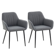 Dining Chairs Set of 2 - Dark Grey Linen-DECOROLALA