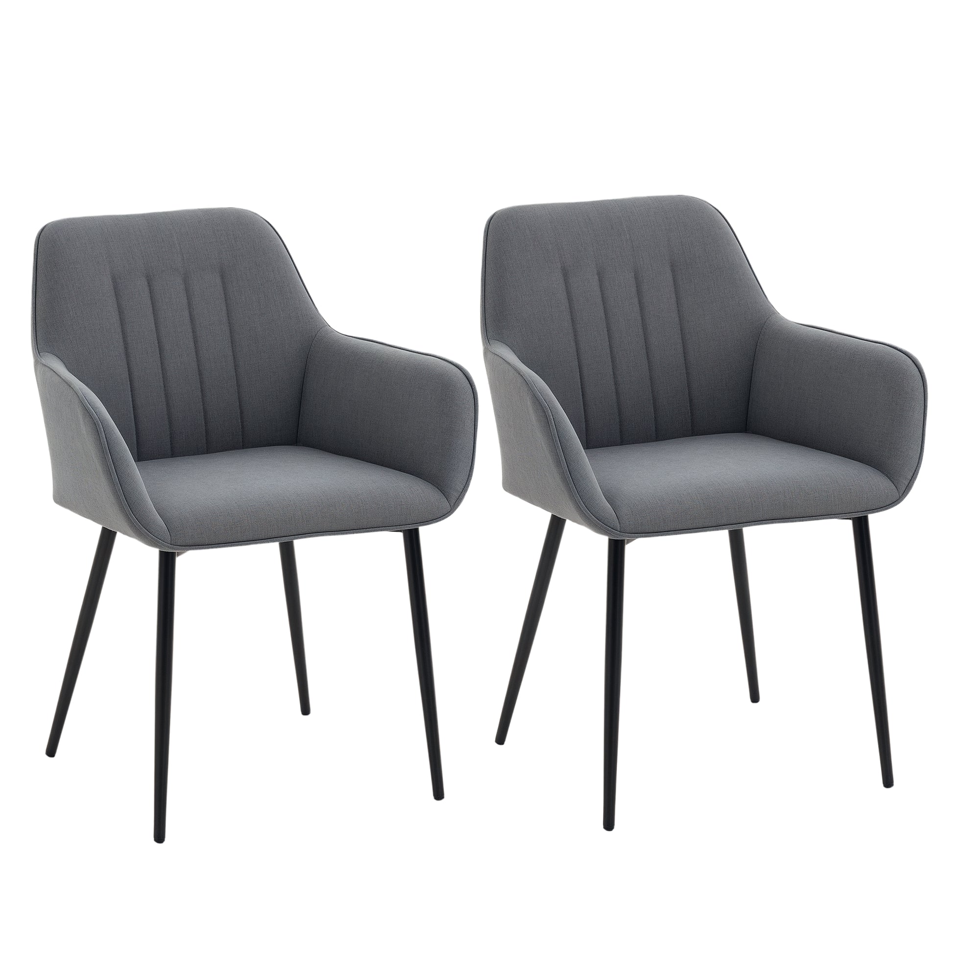 Dining Chairs Set of 2 - Dark Grey Linen-DECOROLALA