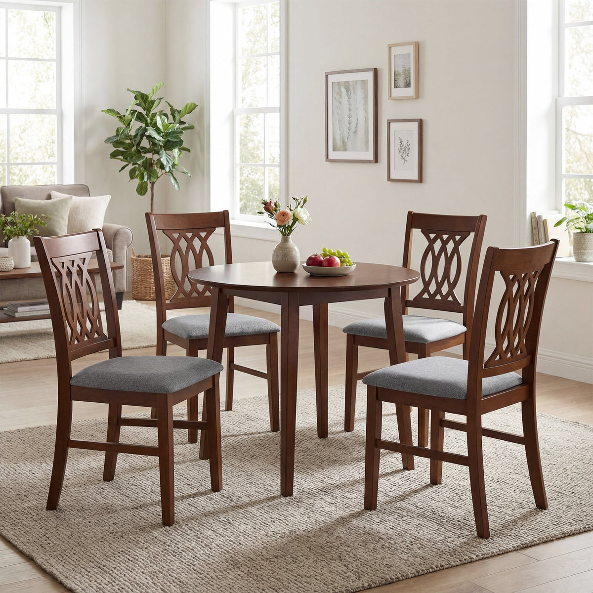 Dining Chairs Set of 2 Dining Room Chairs with Padded Seat for Kitchen Living Room-Walnut-Dining Chairs-DECOROLALA