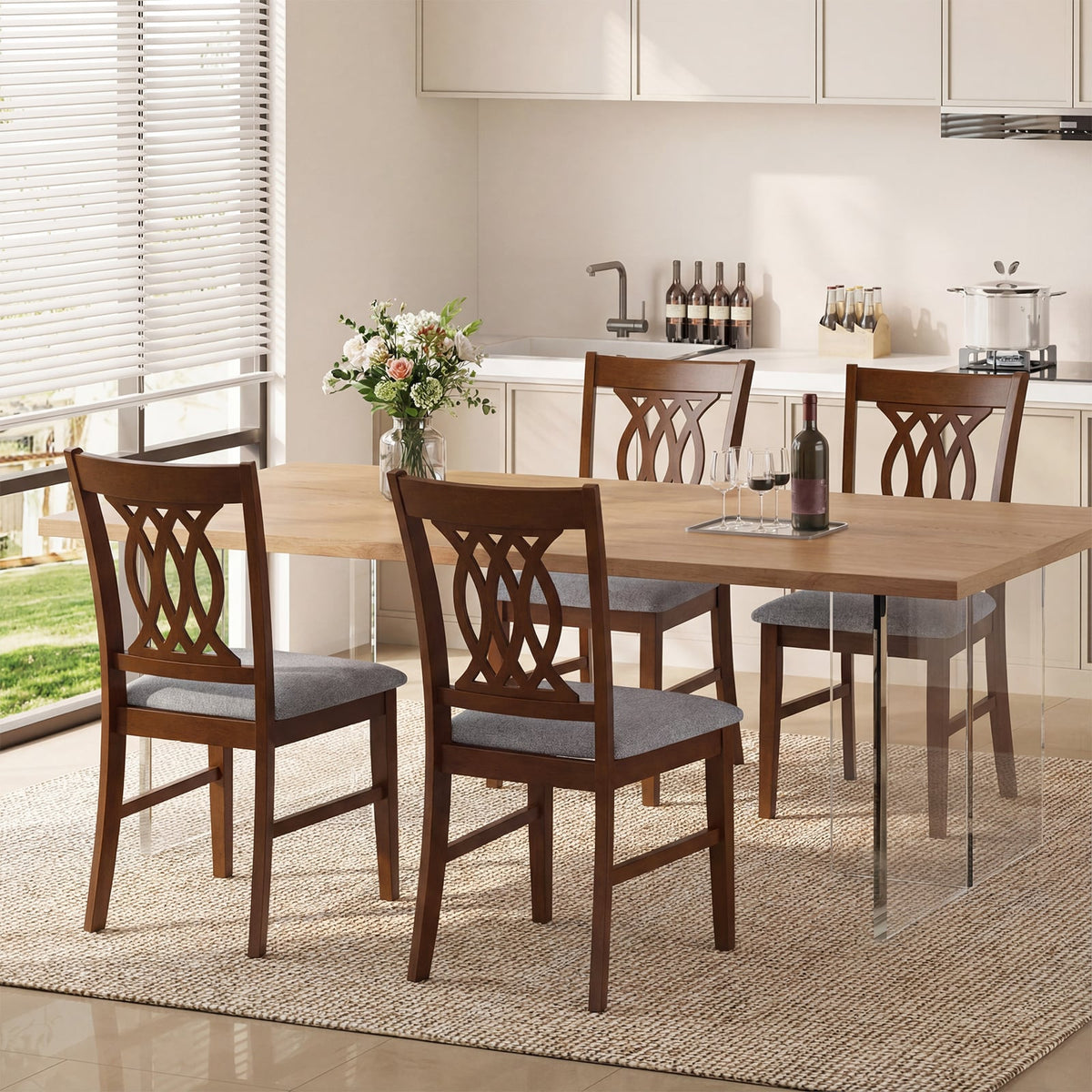 Dining Chairs Set of 2 Dining Room Chairs with Padded Seat for Kitchen Living Room-Walnut-Dining Chairs-DECOROLALA
