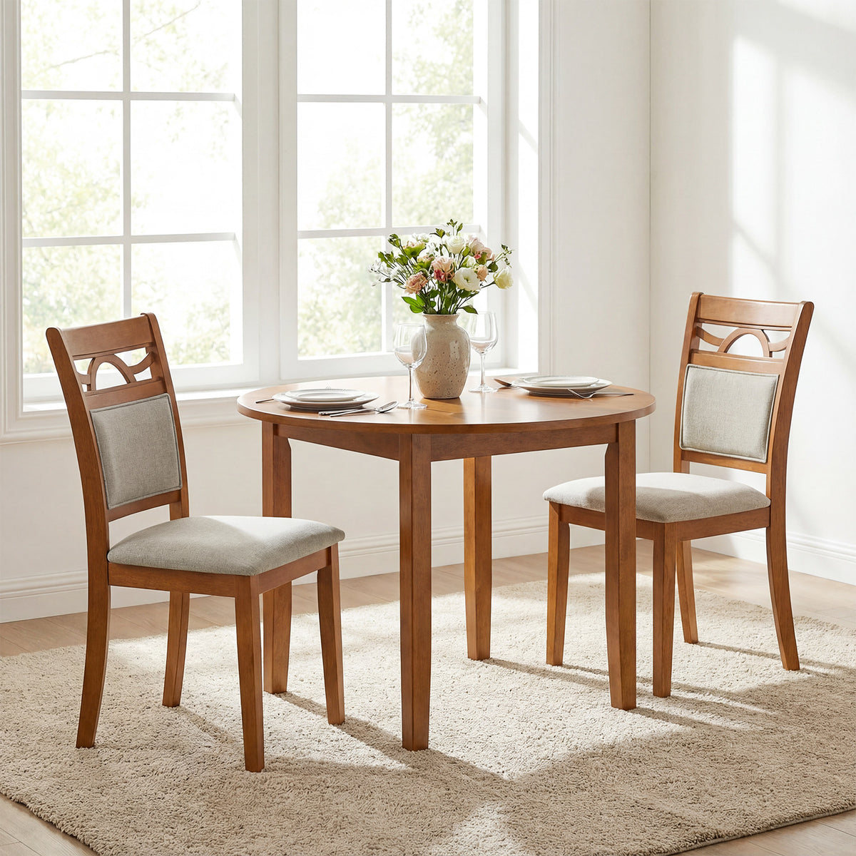 Dining Chairs Set of 2 Dining Room Chairs with Rubber Wood Frame-Brown-Dining Chairs-DECOROLALA