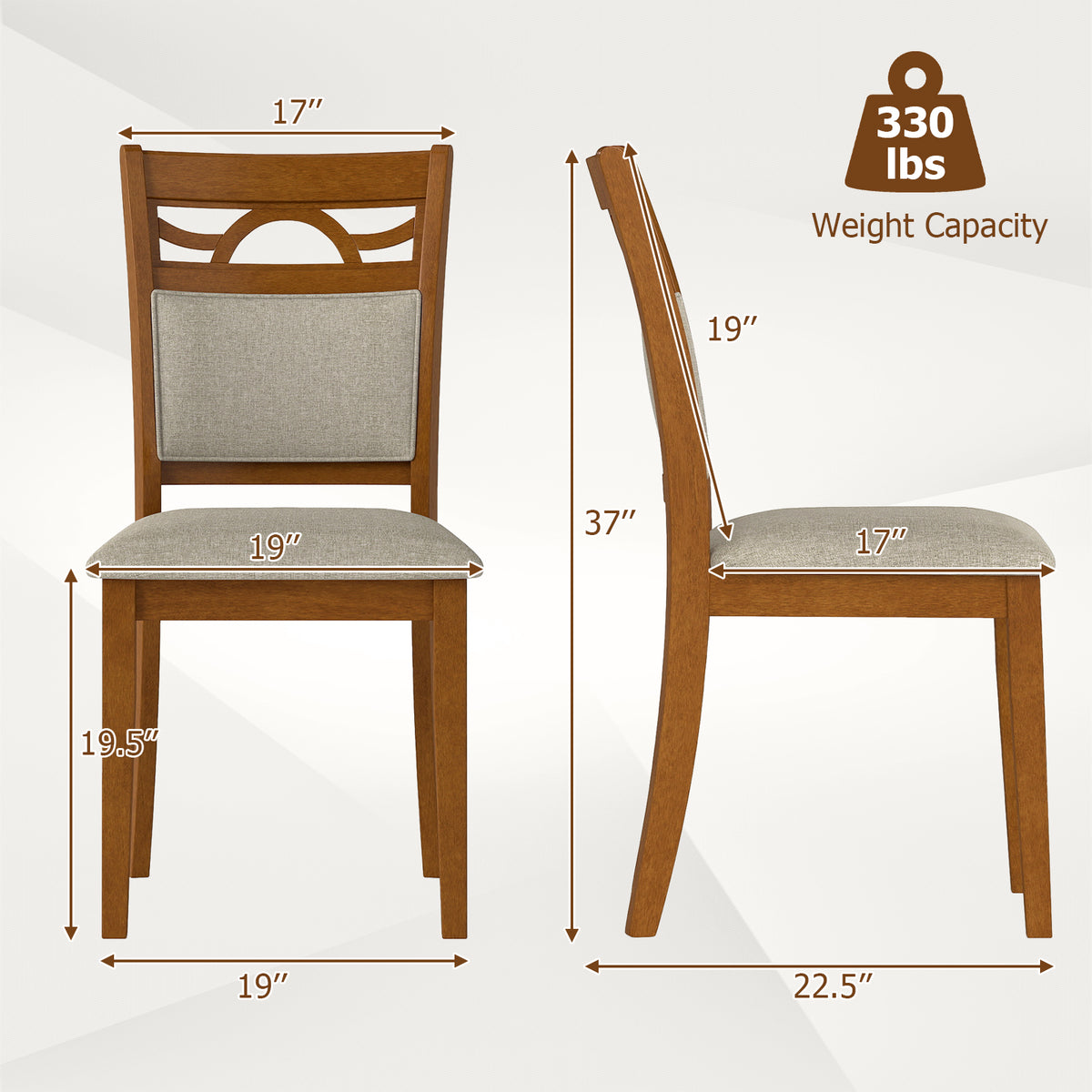 Dining Chairs Set of 2 Dining Room Chairs with Rubber Wood Frame-Brown-Dining Chairs-DECOROLALA