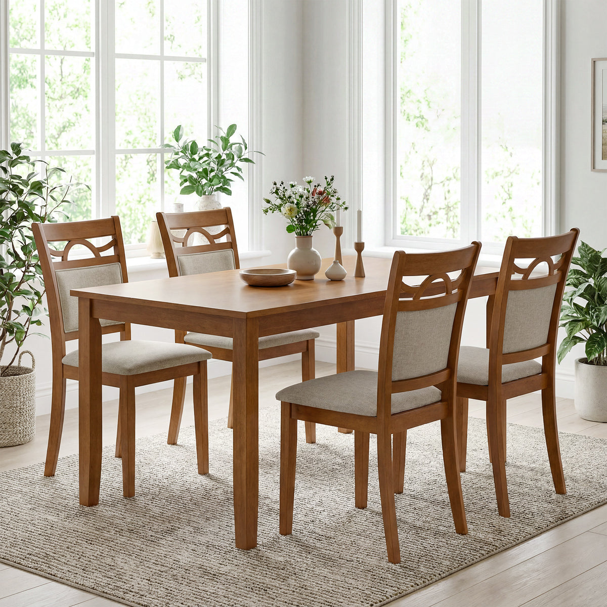 Dining Chairs Set of 2 Dining Room Chairs with Rubber Wood Frame-Brown-Dining Chairs-DECOROLALA