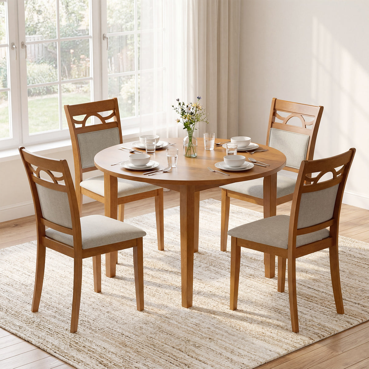Dining Chairs Set of 2 Dining Room Chairs with Rubber Wood Frame-Brown-Dining Chairs-DECOROLALA