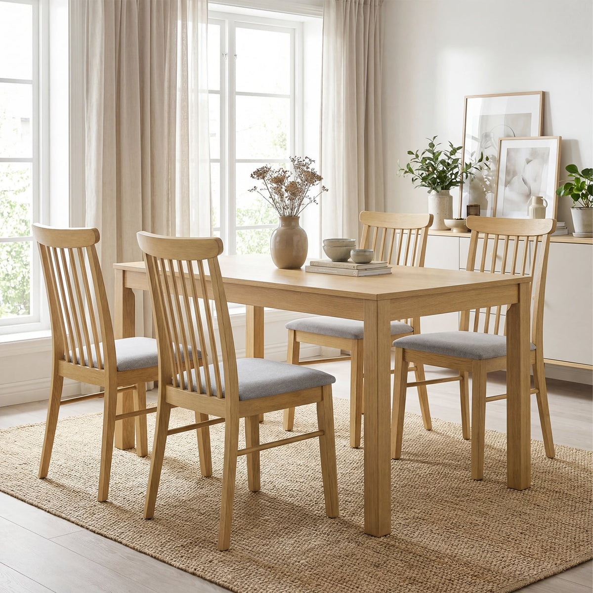 Dining Chairs Set of 2 Fabric Upholstered Kitchen Armless Chairs with Rubber Wood Frame-Natural-Dining Chairs-DECOROLALA