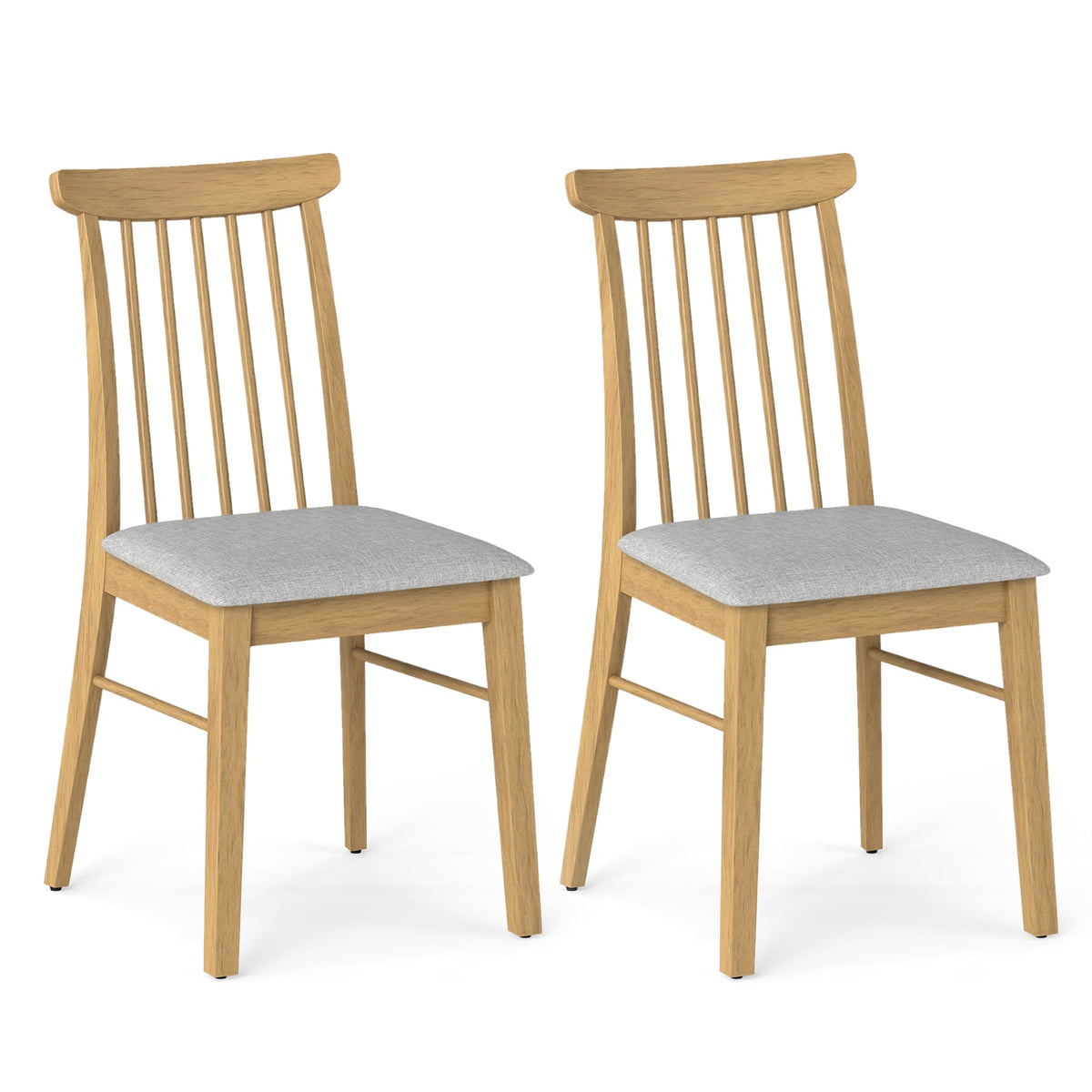 Dining Chairs Set of 2 Fabric Upholstered Kitchen Armless Chairs with Rubber Wood Frame-Natural-Dining Chairs-DECOROLALA